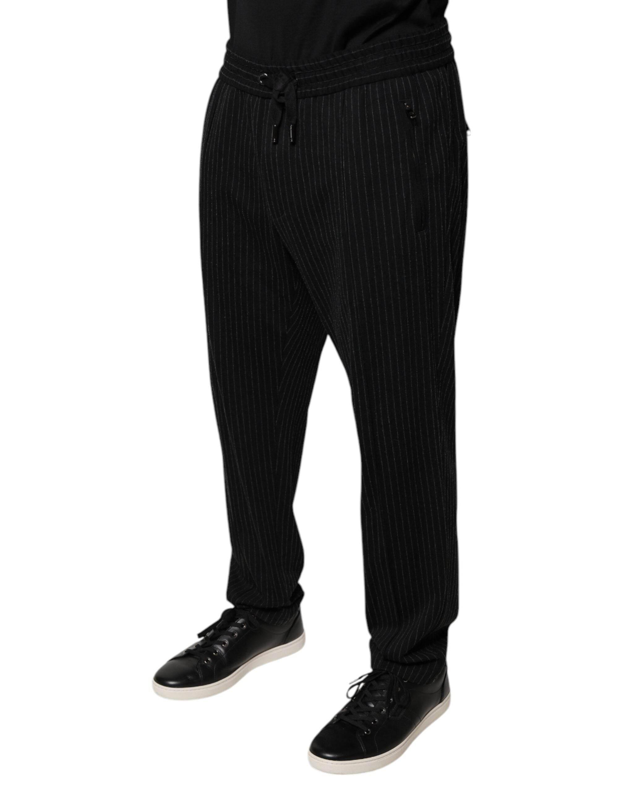 Dolce & Gabbana Black Stripes Viscose Skinny Dress Pants - Hilstor