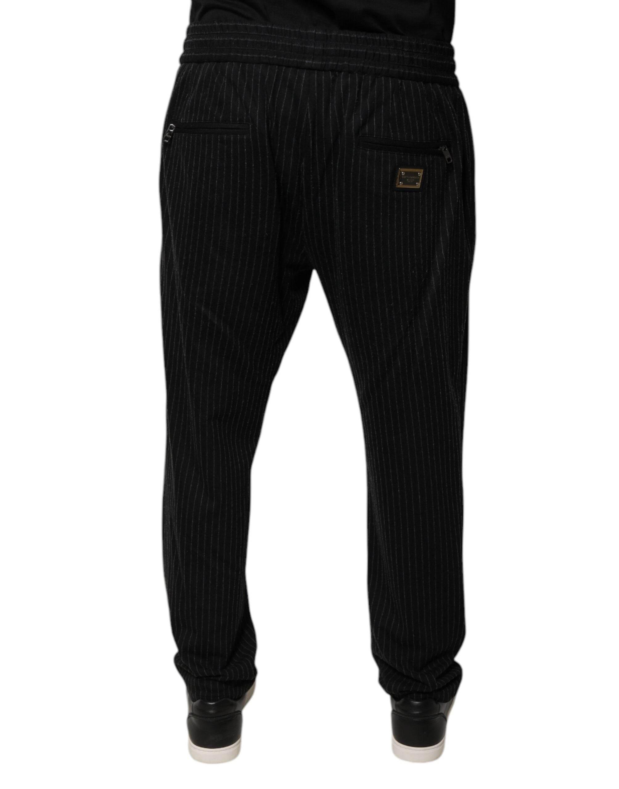 Dolce & Gabbana Black Stripes Viscose Skinny Dress Pants - Hilstor