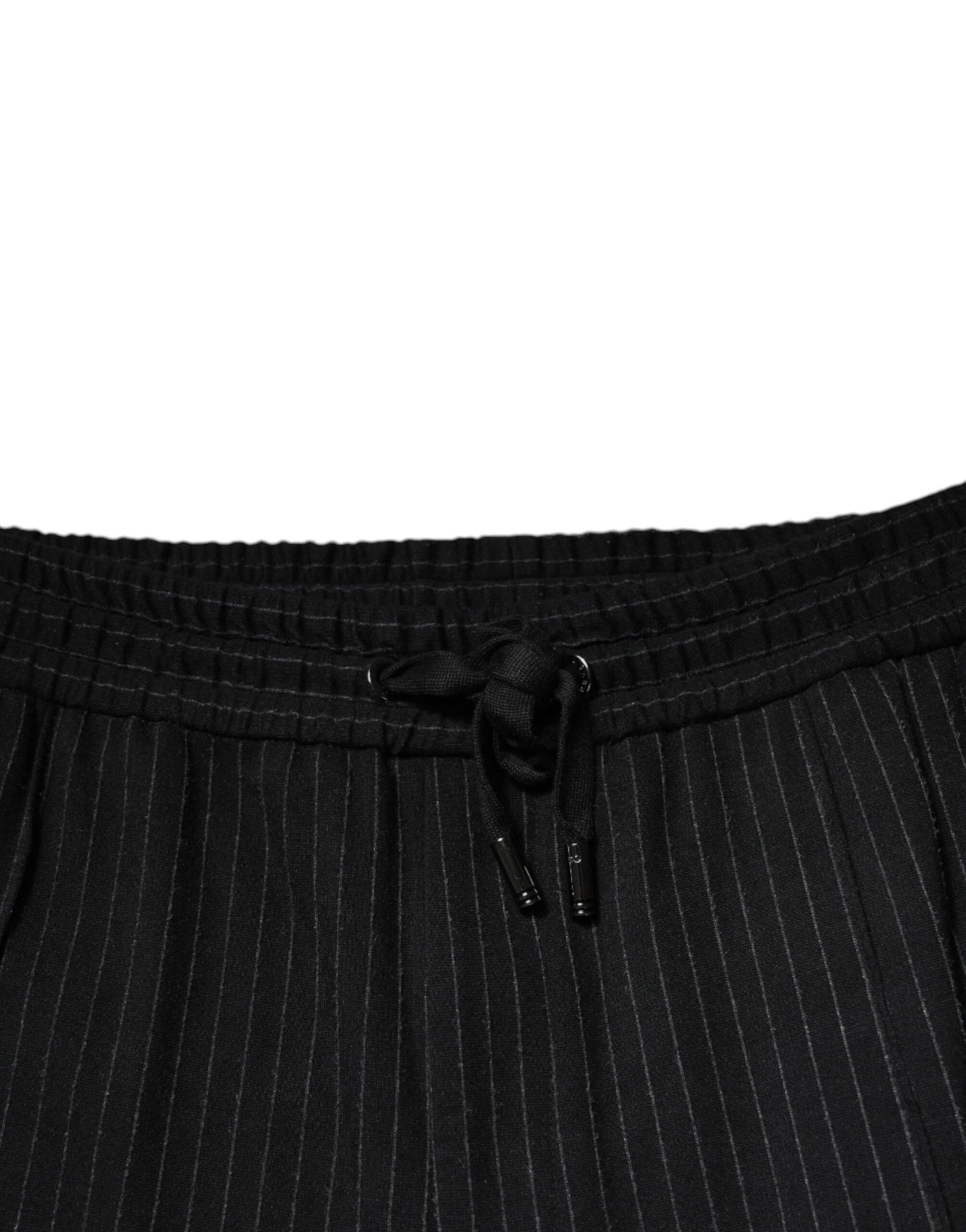 Dolce & Gabbana Black Stripes Viscose Skinny Dress Pants - Hilstor