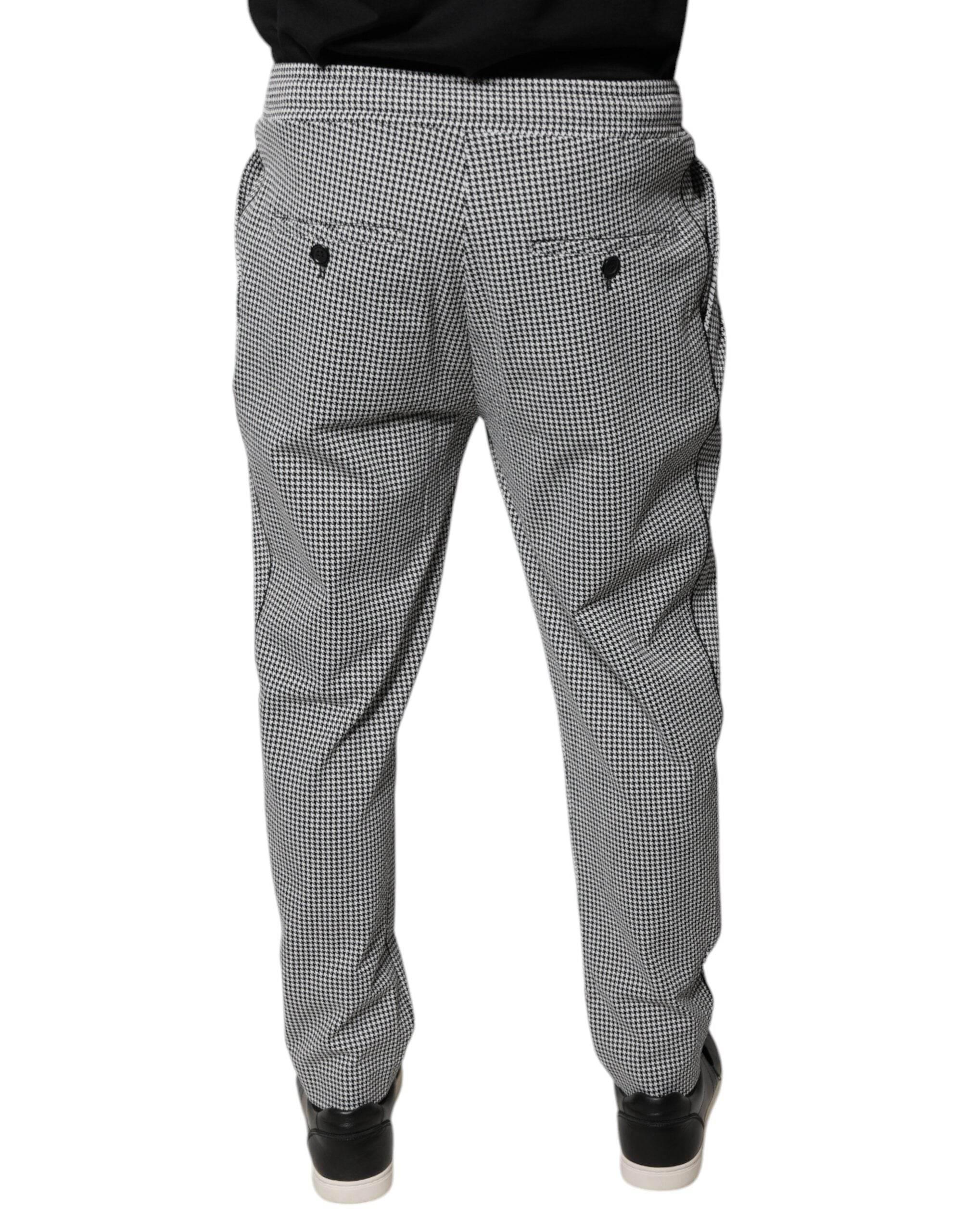 Dolce & Gabbana Black White Houndstooth Skinny Dress Pants - Hilstor