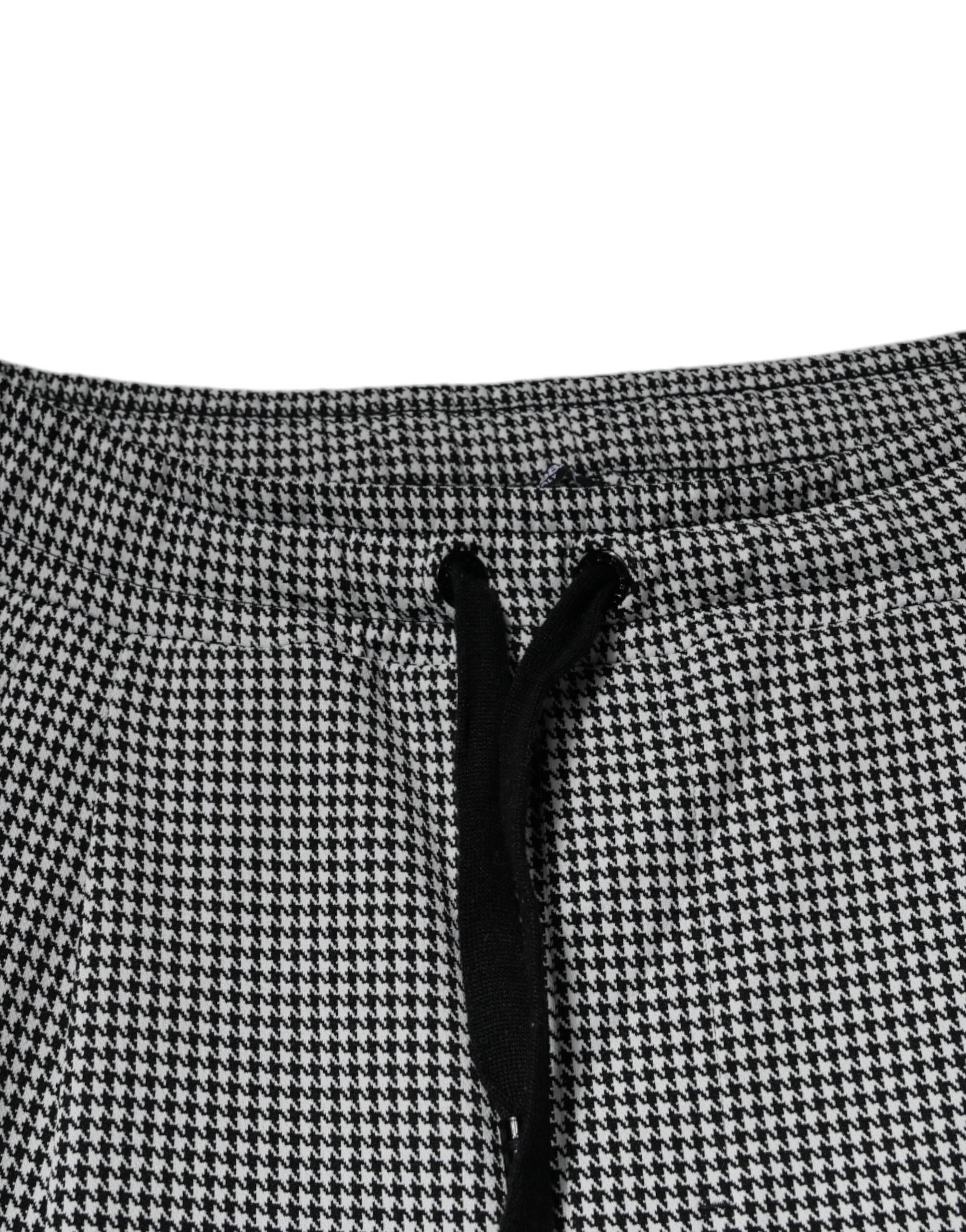 Dolce & Gabbana Black White Houndstooth Skinny Dress Pants - Hilstor