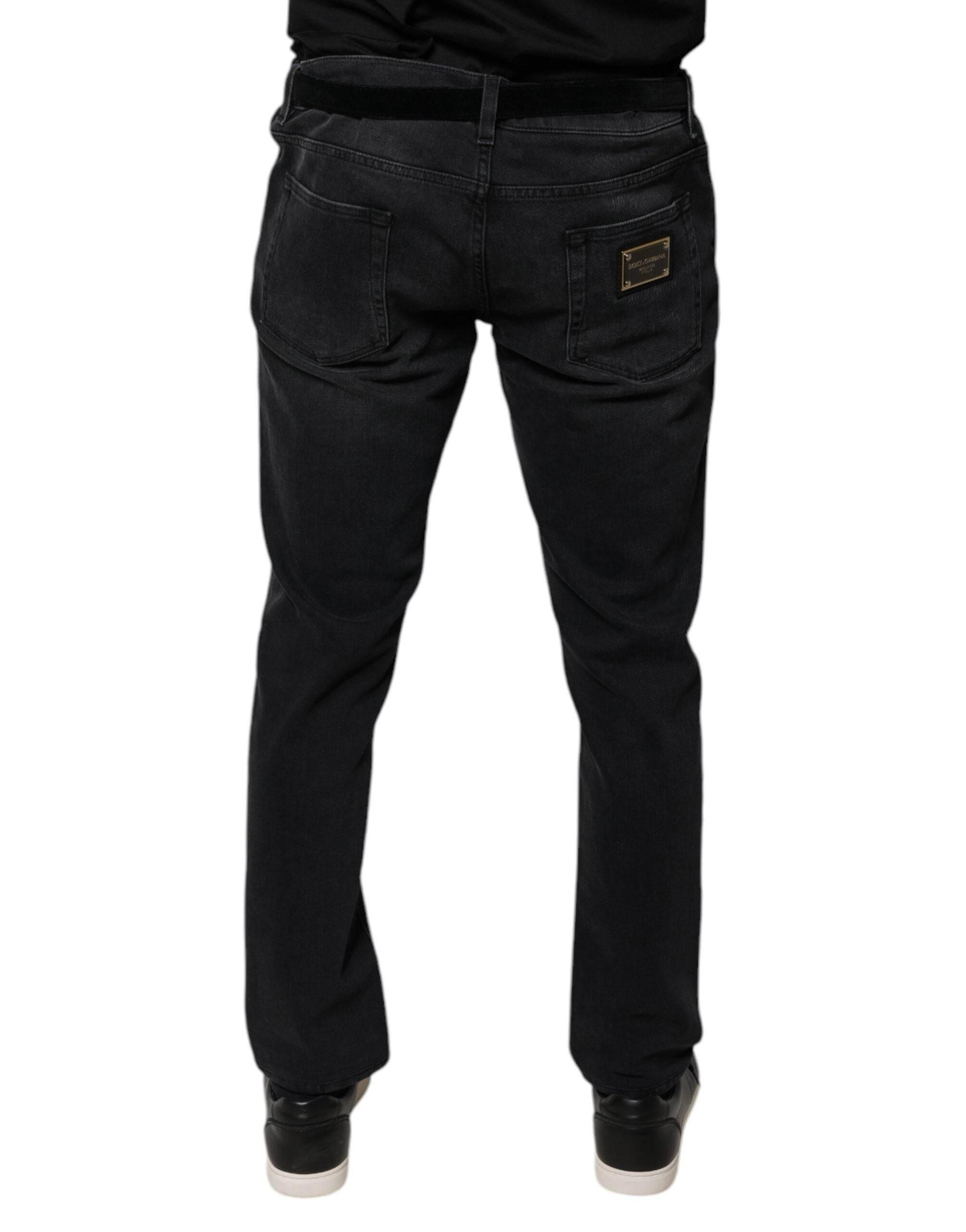 Dolce & Gabbana Black Logo Cotton Stretch Skinny Denim Jeans - Hilstor