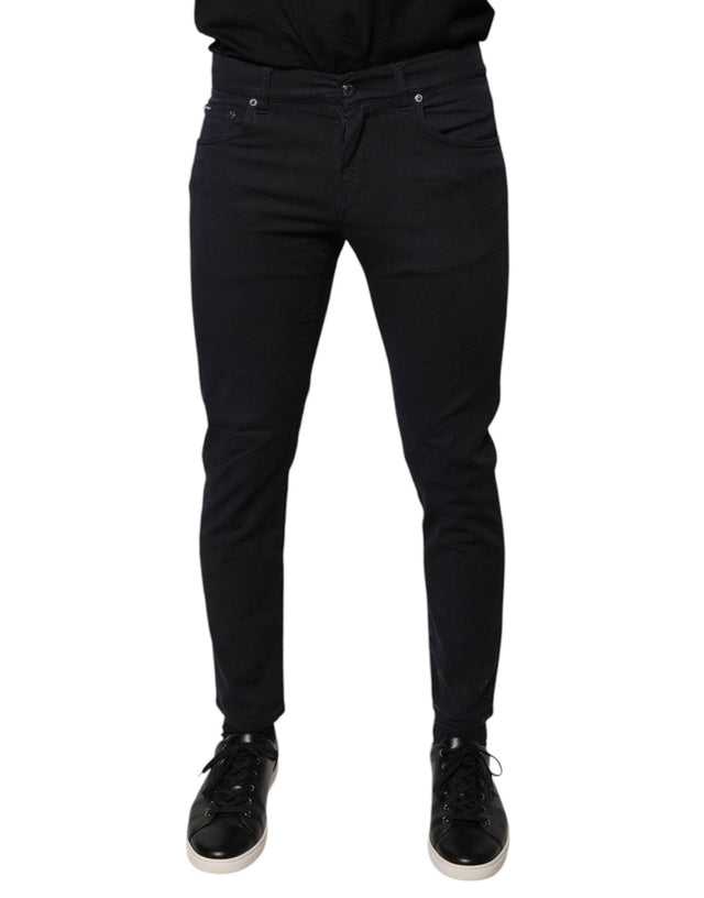 Dolce & Gabbana Black Logo Cotton Stretch Skinny Denim Jeans - Hilstor
