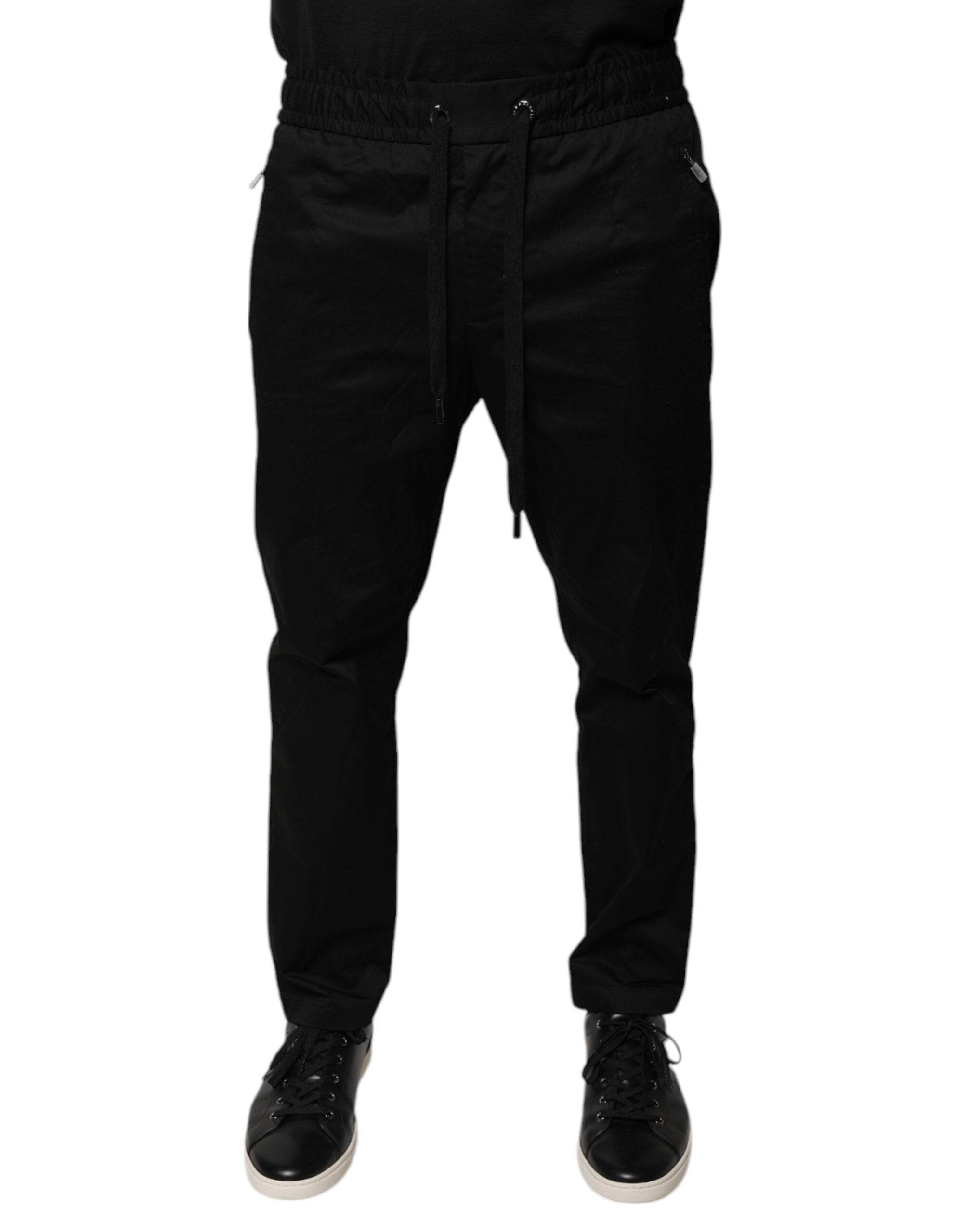 Dolce & Gabbana Black Cotton Stretch Skinny Sweatpants Pants - Hilstor