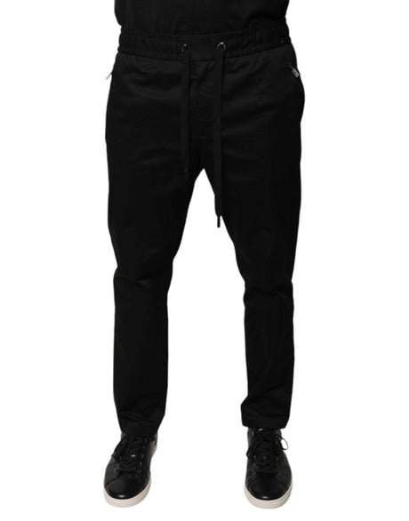 Dolce & Gabbana Black Cotton Stretch Skinny Sweatpants Pants - Hilstor