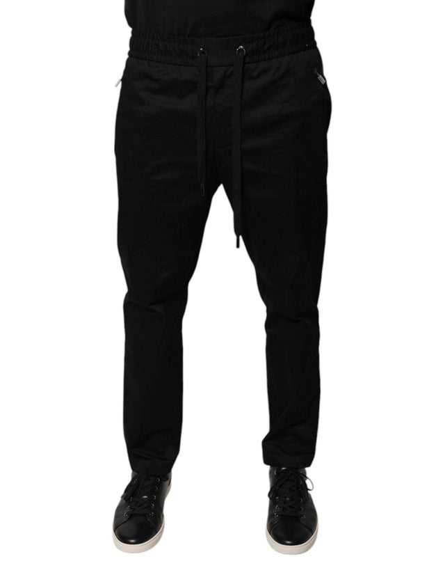 Dolce & Gabbana Black Cotton Stretch Skinny Sweatpants Pants - Hilstor
