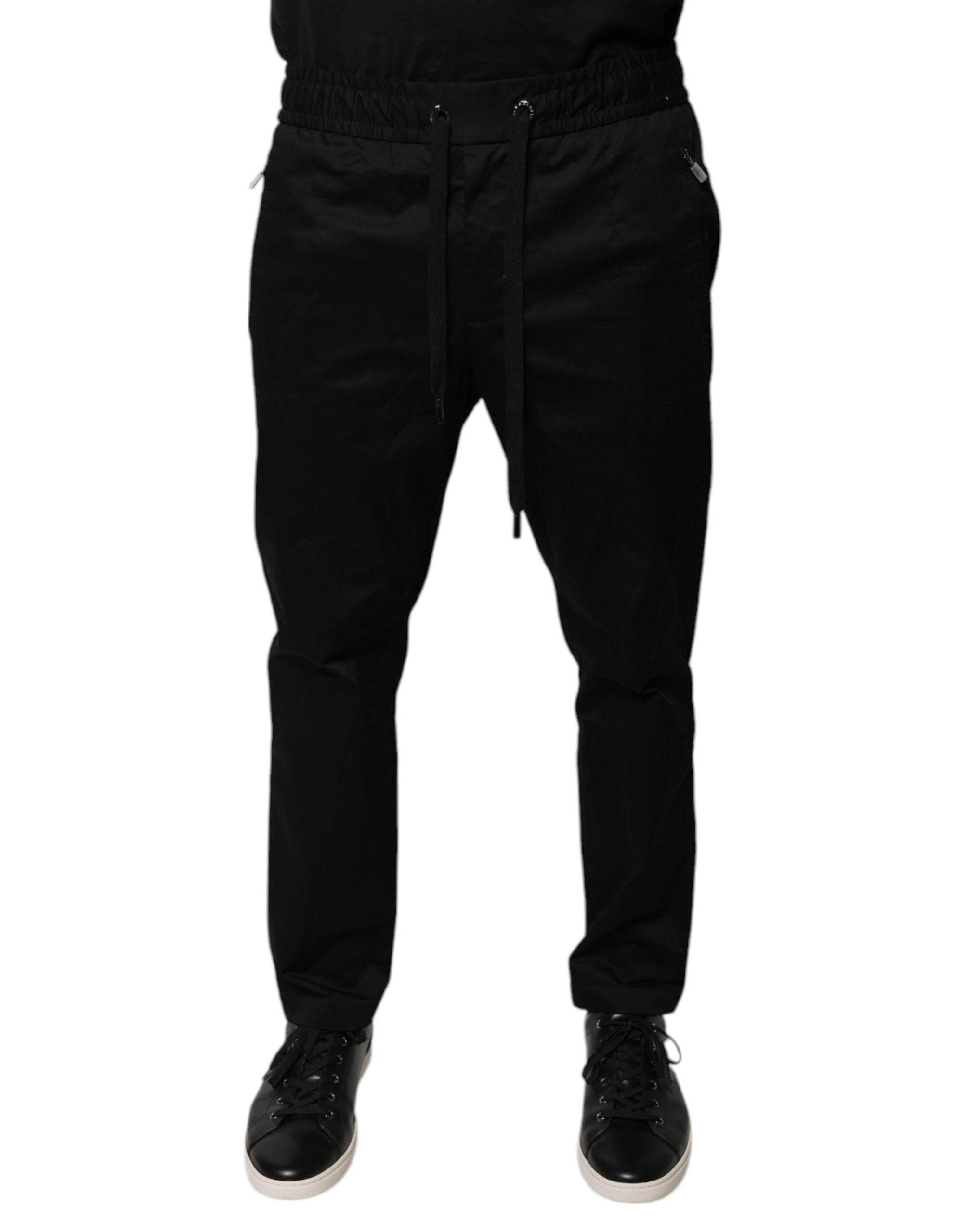 Dolce & Gabbana Black Cotton Stretch Skinny Sweatpants Pants - Hilstor