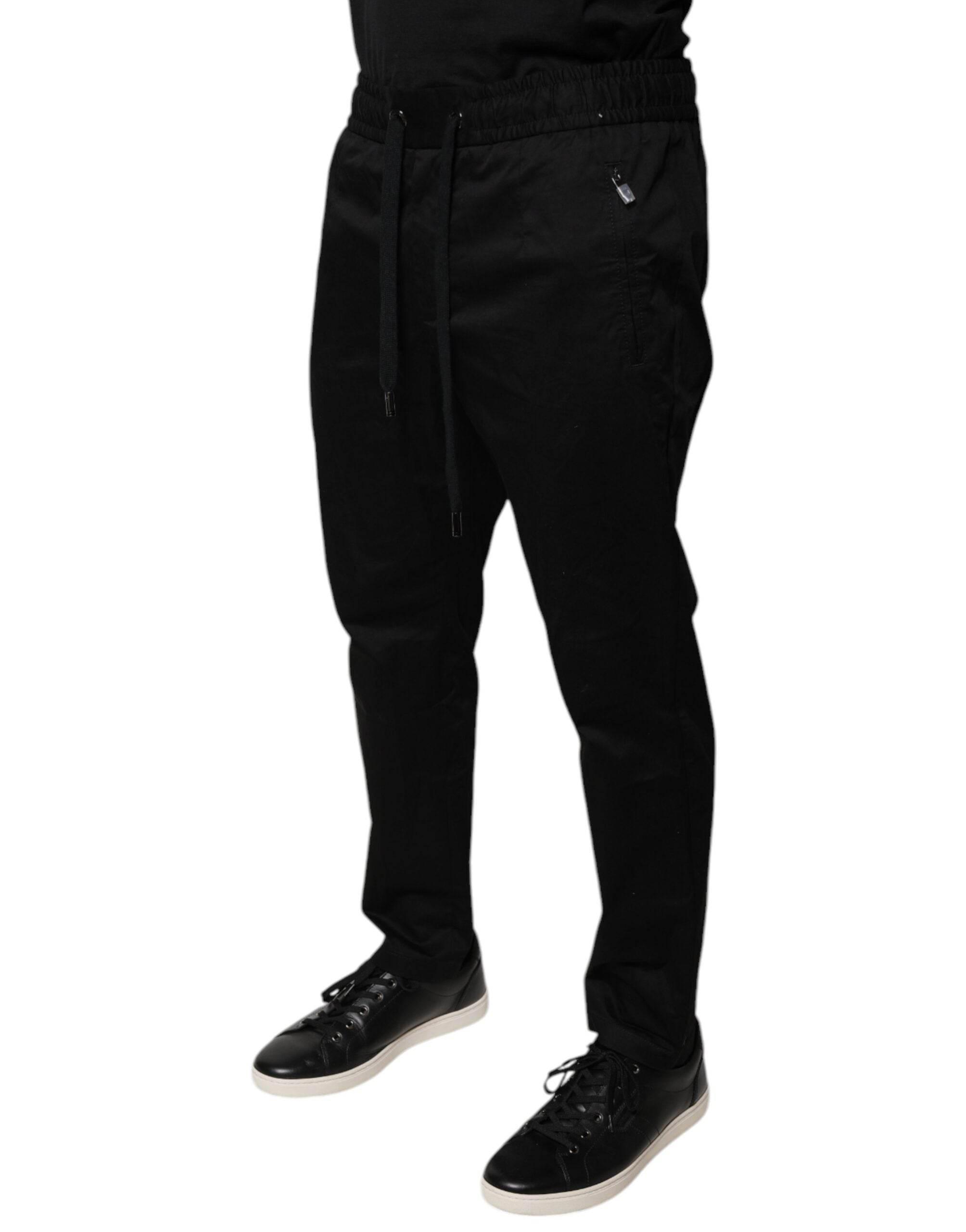 Dolce & Gabbana Black Cotton Stretch Skinny Sweatpants Pants - Hilstor