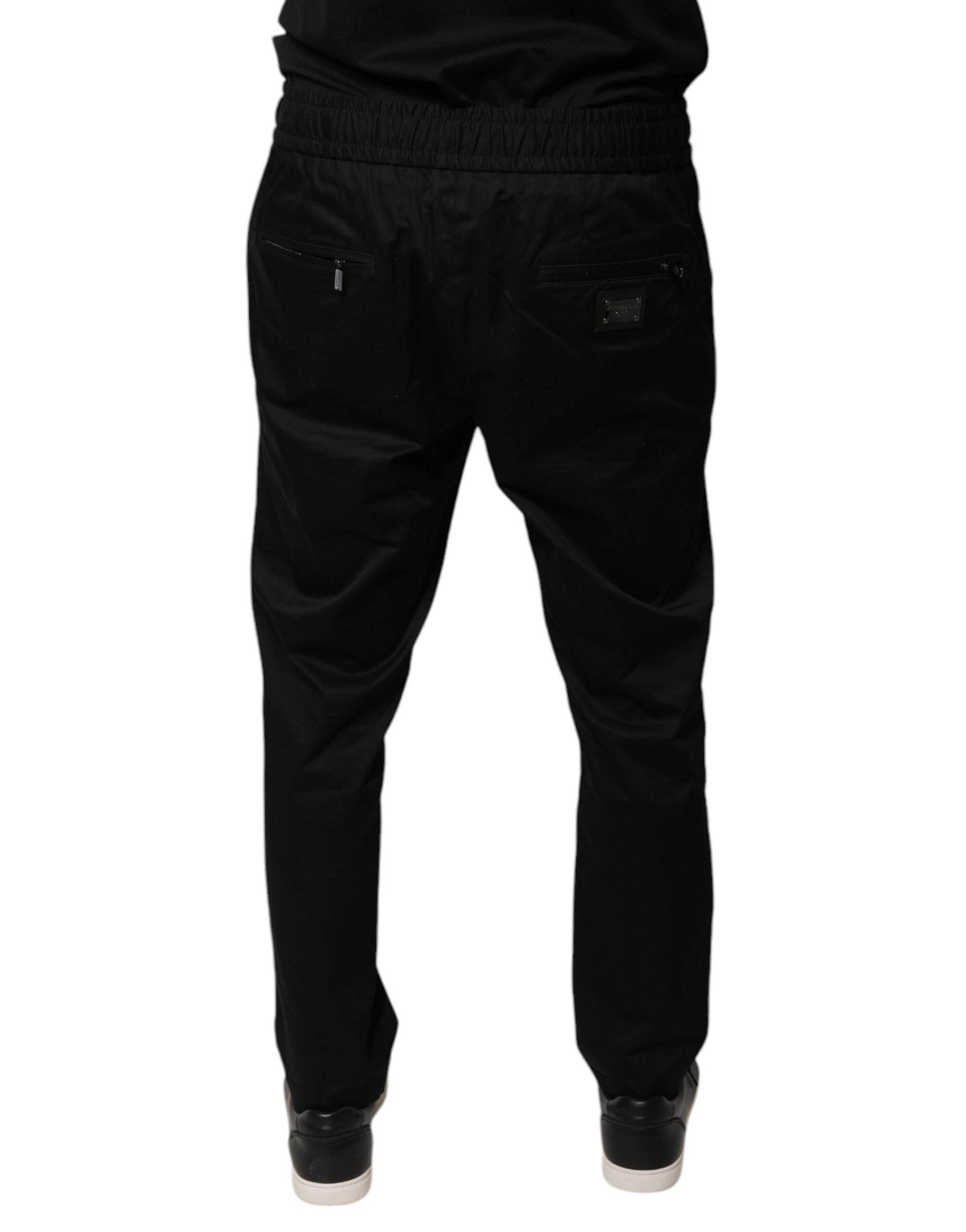 Dolce & Gabbana Black Cotton Stretch Skinny Sweatpants Pants - Hilstor