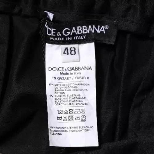 Dolce & Gabbana Black Cotton Stretch Skinny Sweatpants Pants - Hilstor
