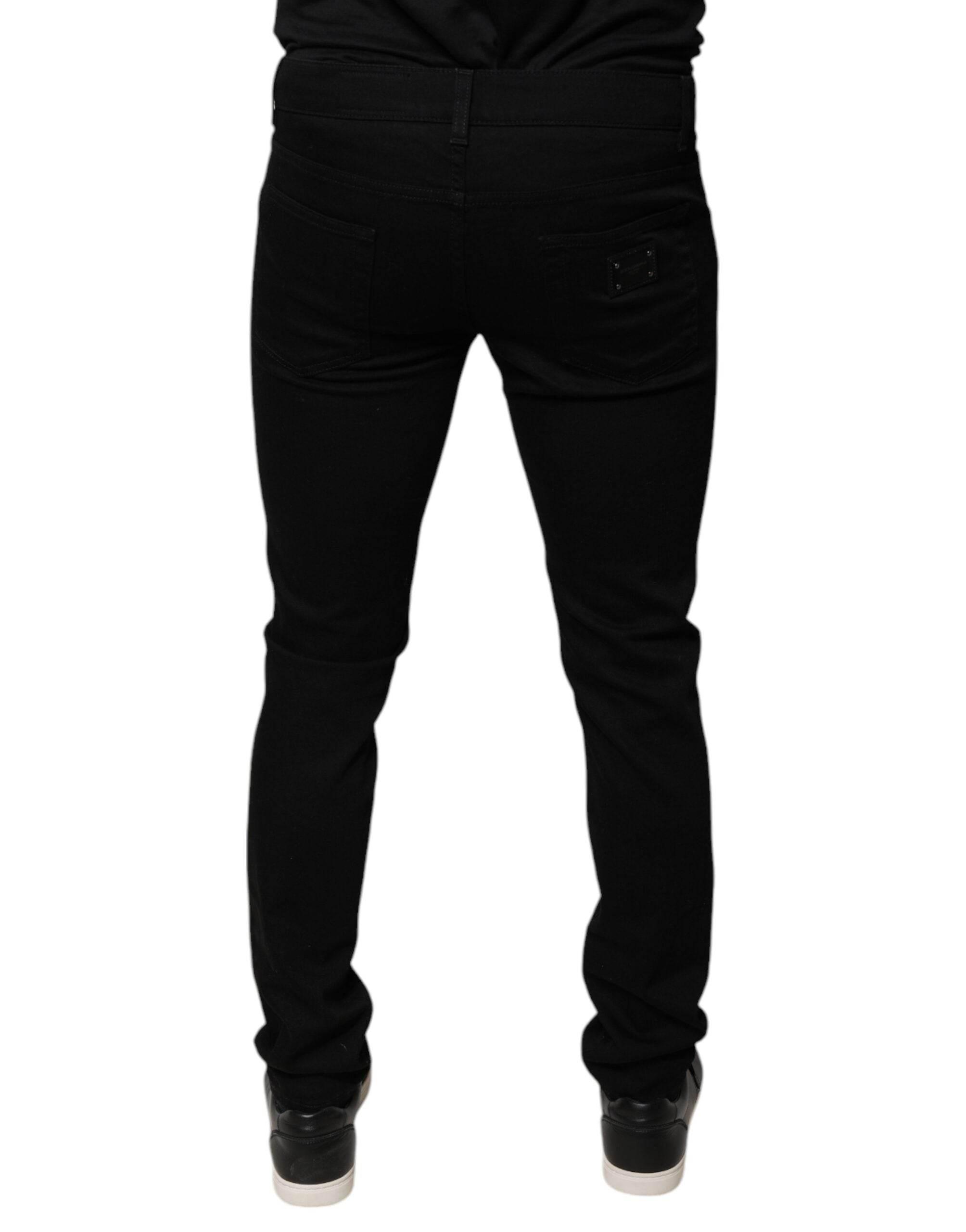 Dolce & Gabbana Black DG Crown Logo Cotton Skinny Denim Jeans - Hilstor