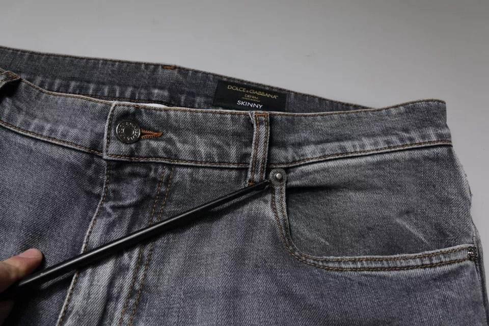 Dolce & Gabbana Gray Logo Cotton Stretch Skinny Denim Jeans - Hilstor