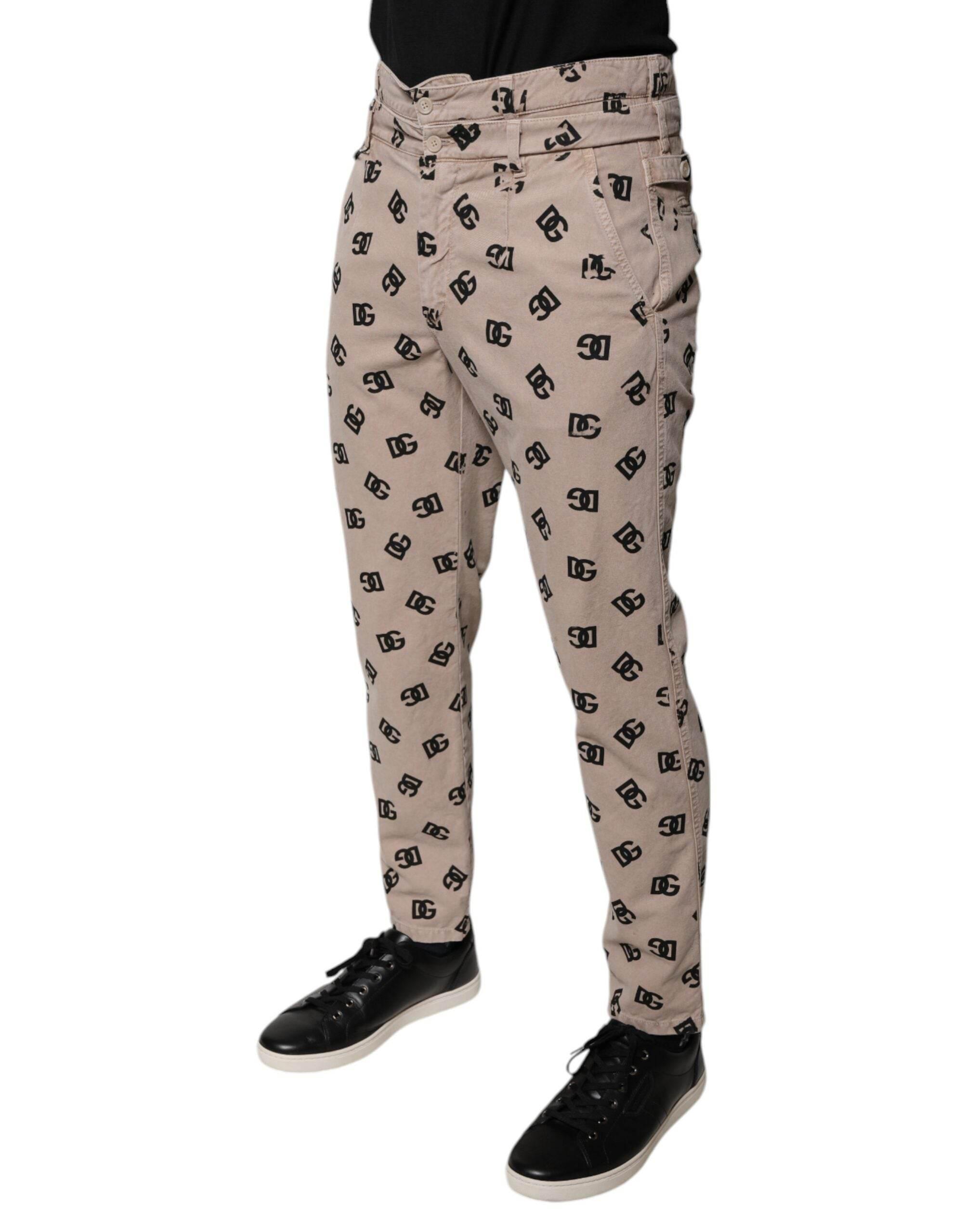 Dolce & Gabbana Beige Logo Cotton Skinny Denim Jeans - Hilstor