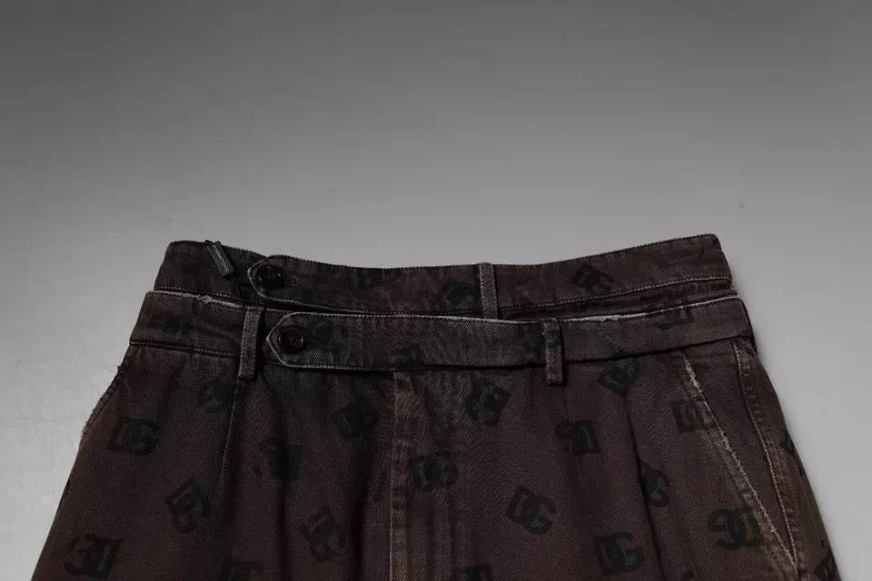 Dolce & Gabbana Brown Logo Cotton Straight Denim Jeans - Hilstor