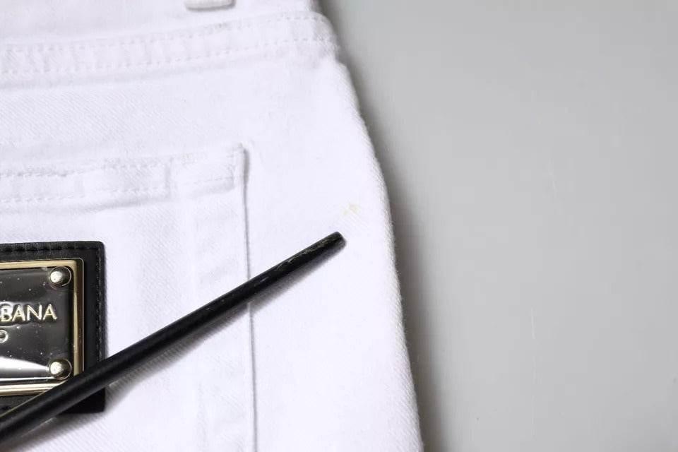 Dolce & Gabbana Black White Logo Cotton Skinny Denim Jeans - Hilstor