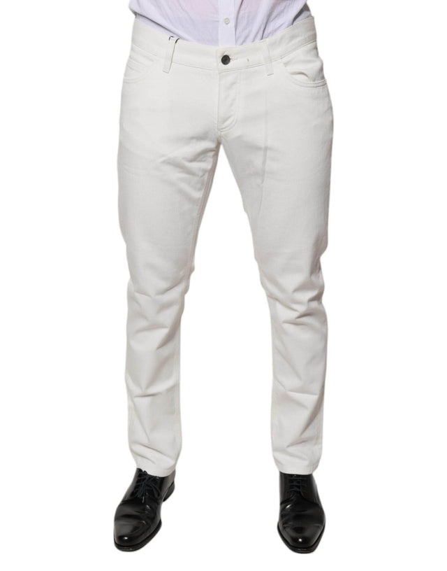 Dolce & Gabbana White Cotton Skinny Denim Jeans - Hilstor
