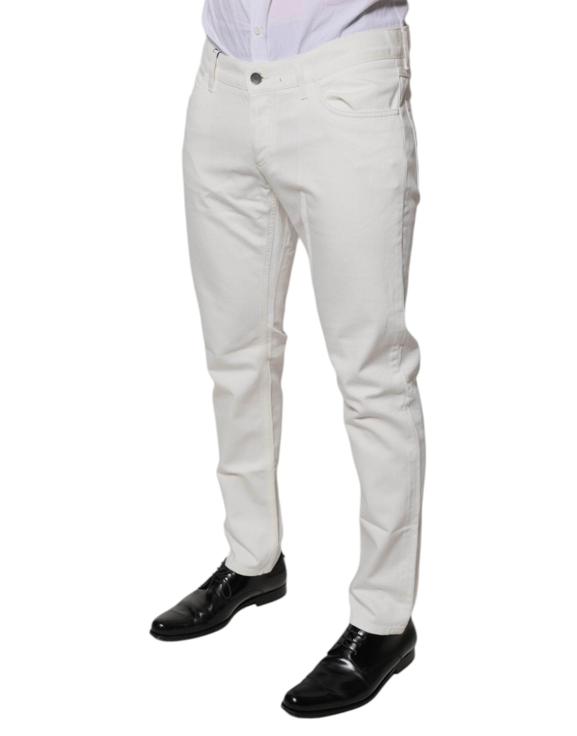 Dolce & Gabbana White Cotton Skinny Denim Jeans - Hilstor