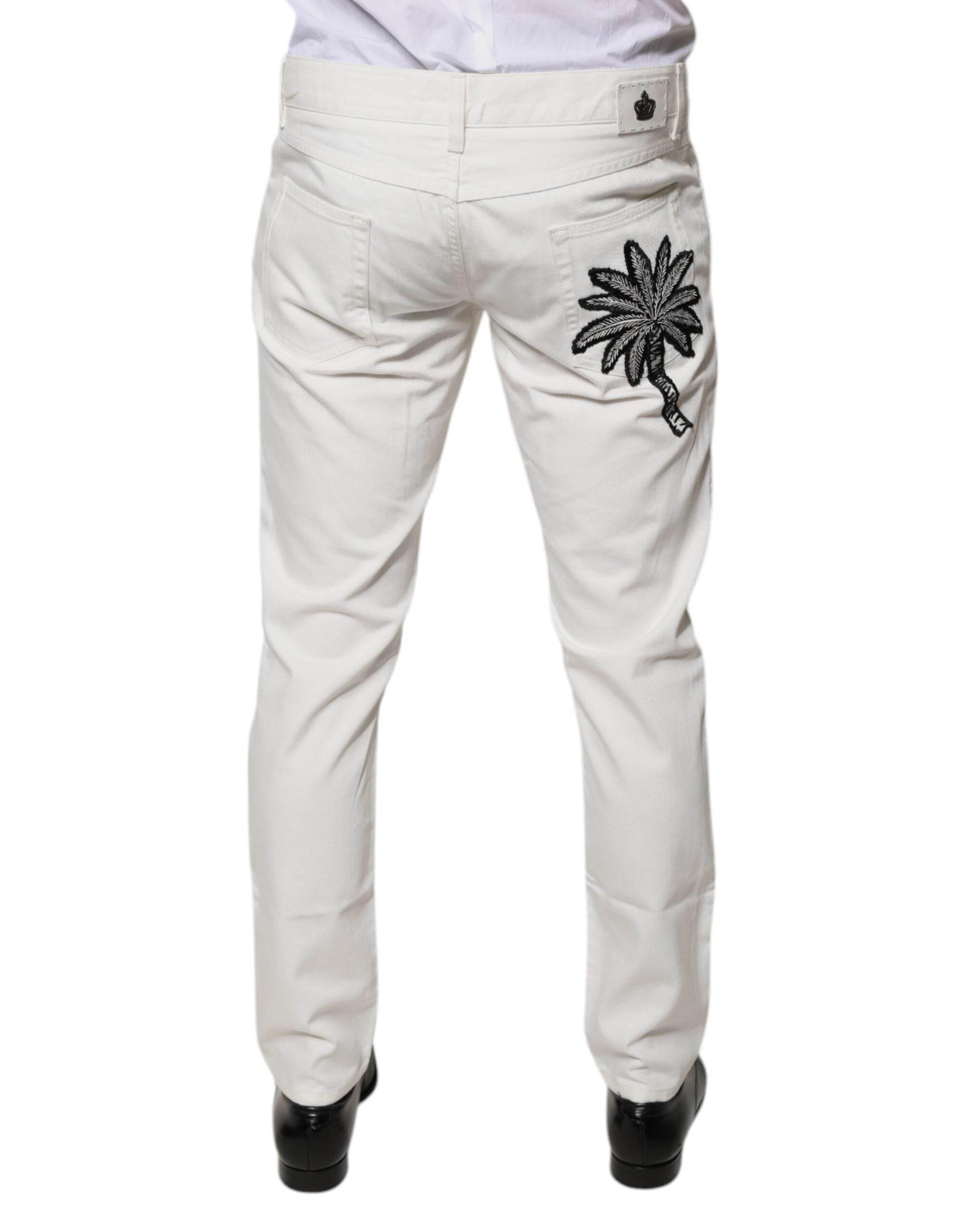 Dolce & Gabbana White Cotton Skinny Denim Jeans - Hilstor