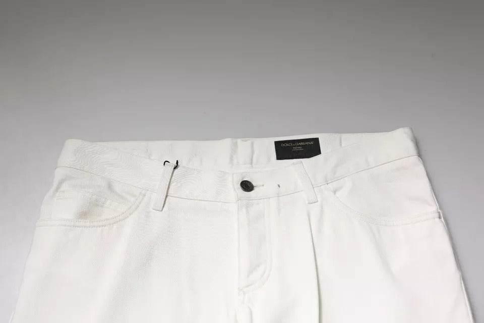 Dolce & Gabbana White Cotton Skinny Denim Jeans - Hilstor