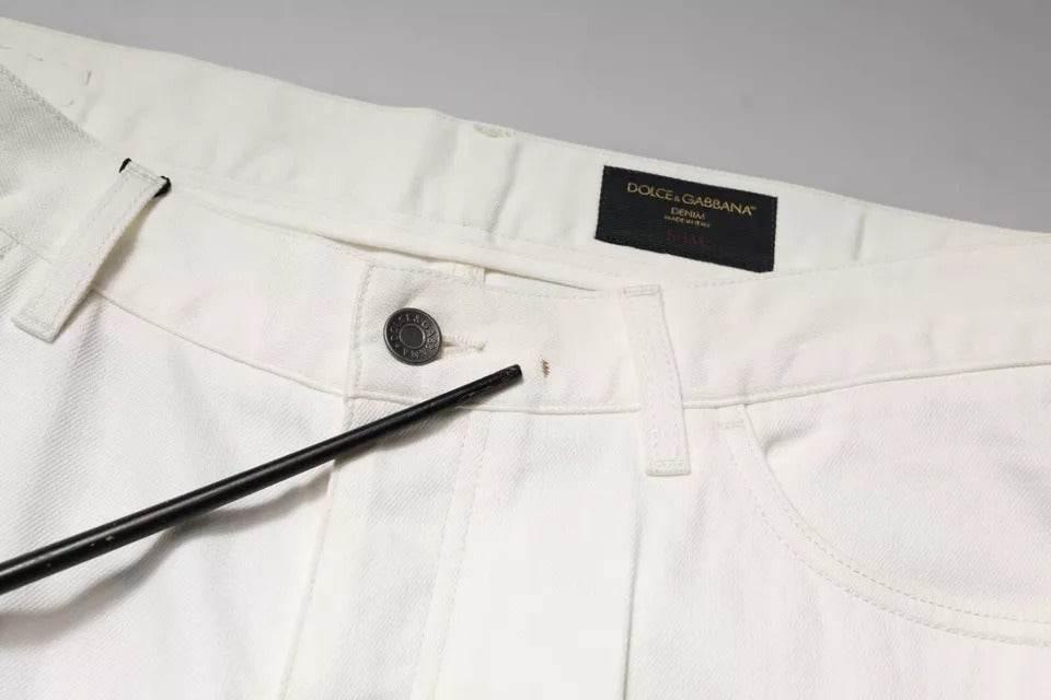 Dolce & Gabbana White Cotton Skinny Denim Jeans - Hilstor