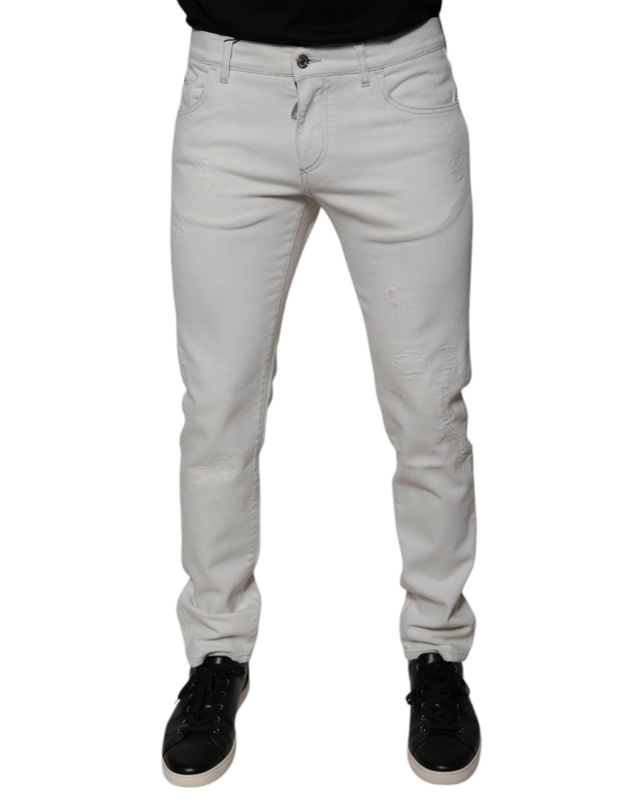 Dolce & Gabbana White Cotton Skinny Denim Jeans - Hilstor