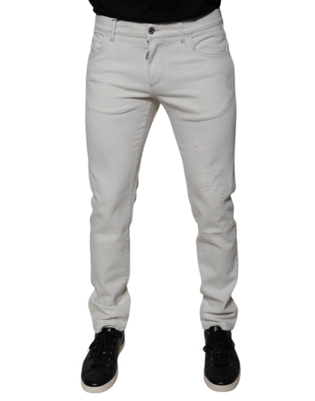 Dolce & Gabbana White Cotton Skinny Denim Jeans - Hilstor