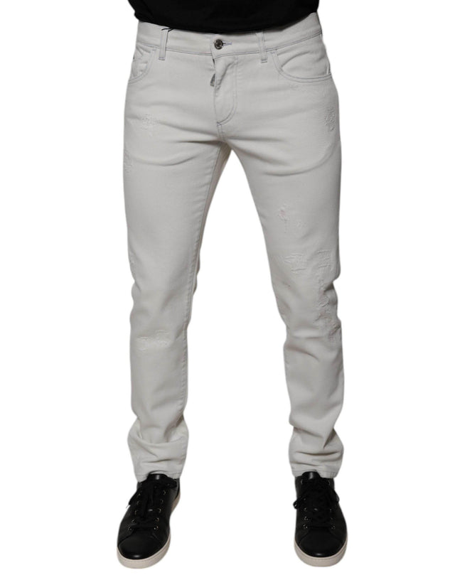 Dolce & Gabbana White Cotton Skinny Denim Jeans - Hilstor