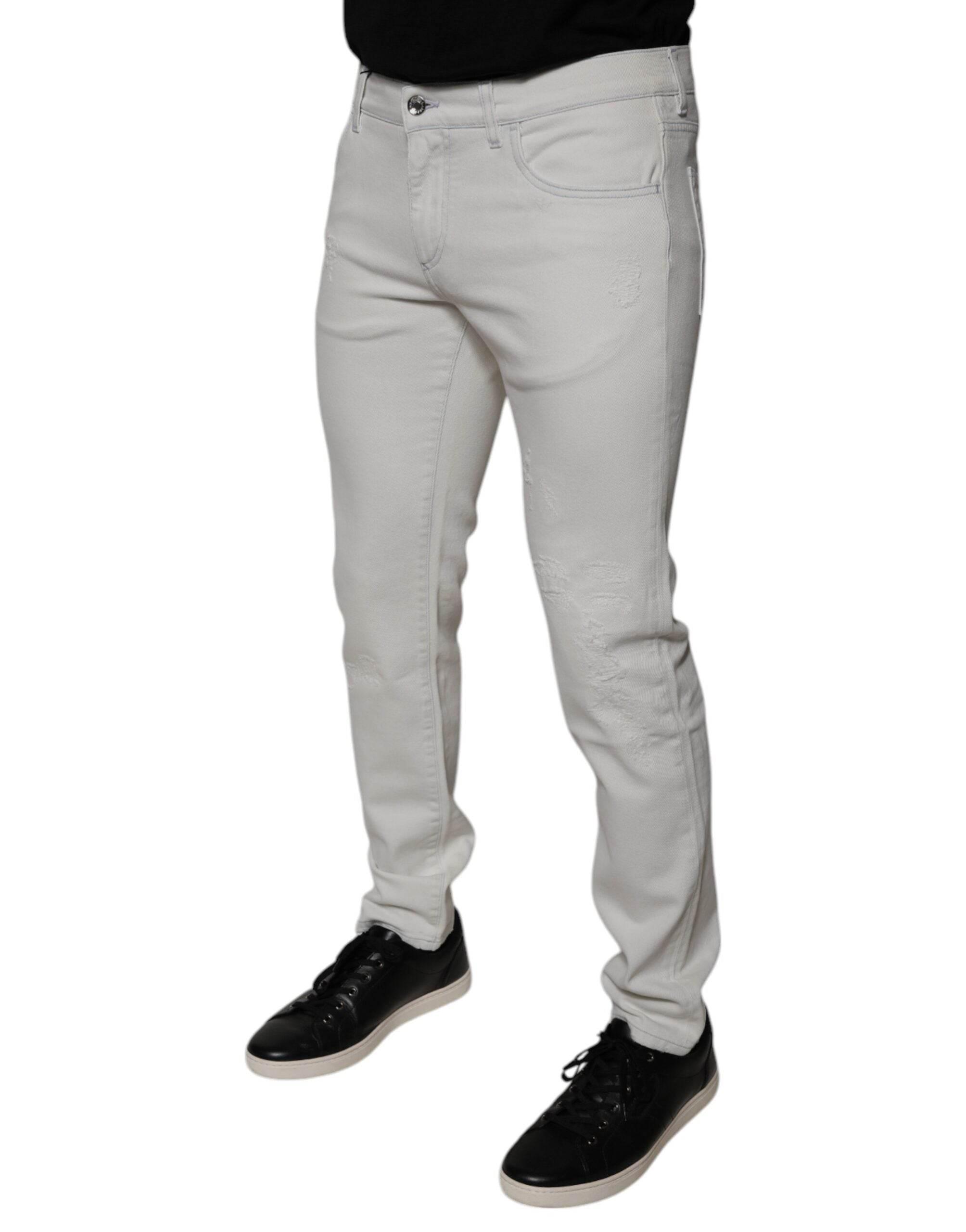 Dolce & Gabbana White Cotton Skinny Denim Jeans - Hilstor