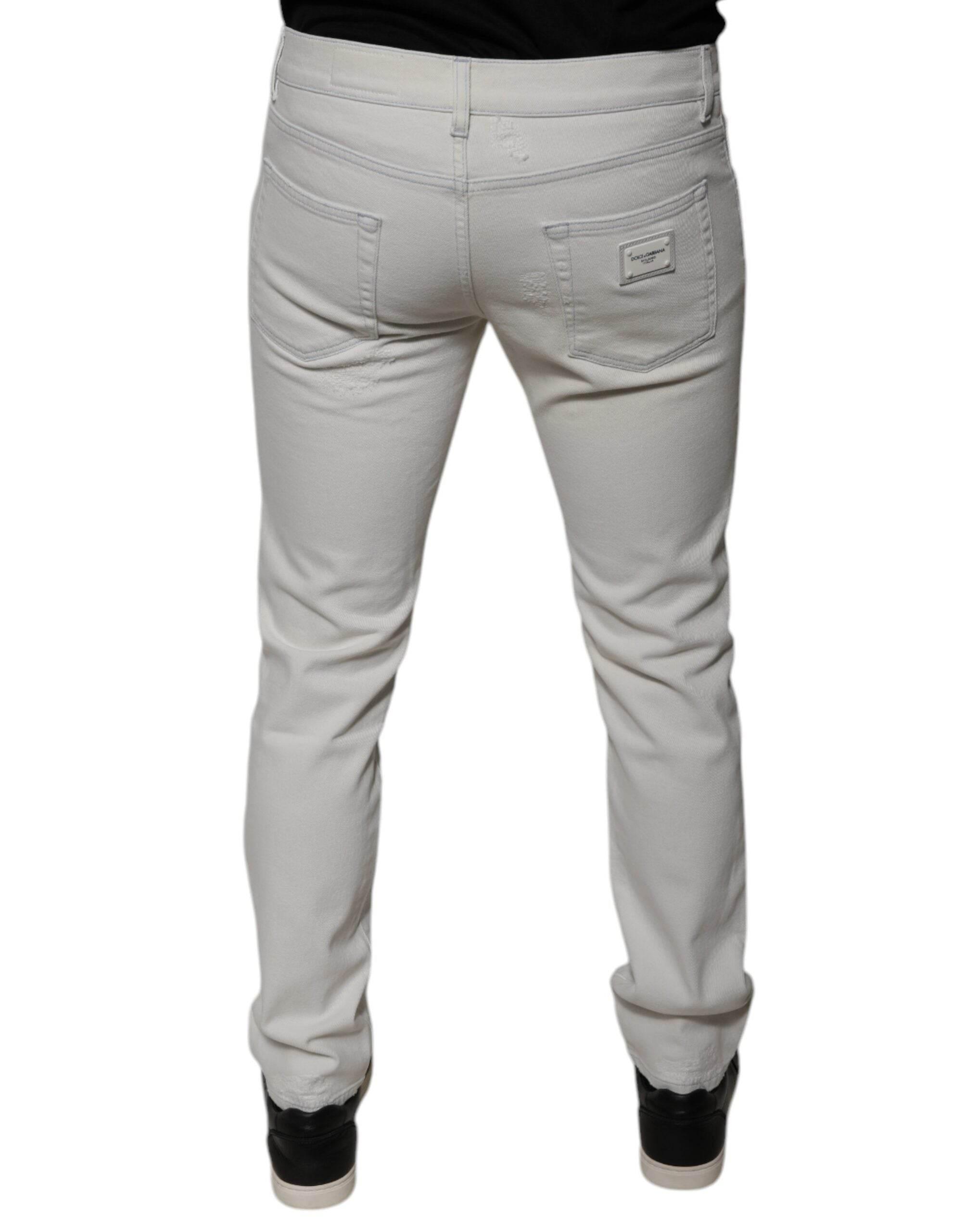 Dolce & Gabbana White Cotton Skinny Denim Jeans - Hilstor
