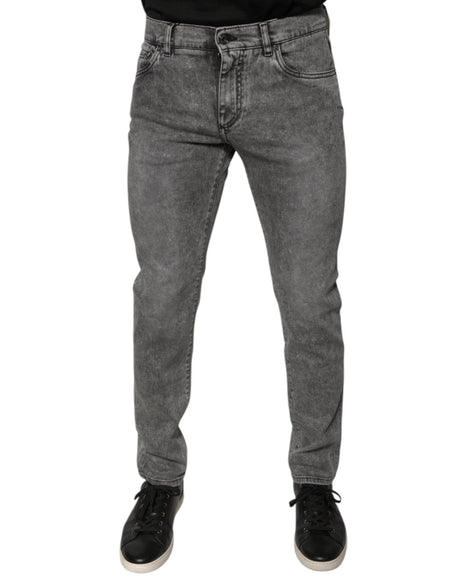 Dolce & Gabbana Gray Washed Cotton Skinny Denim Jeans - Hilstor