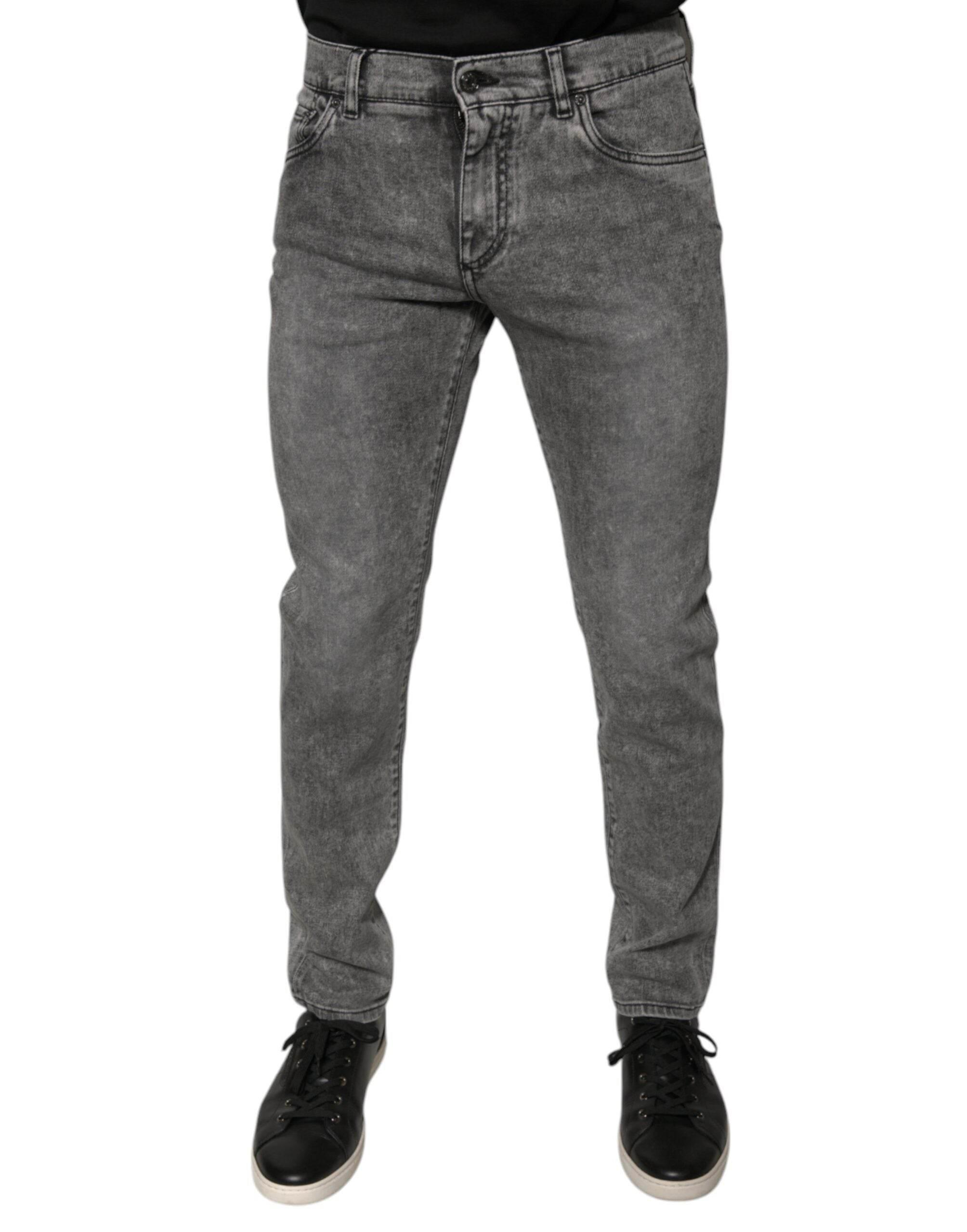 Dolce & Gabbana Gray Washed Cotton Skinny Denim Jeans - Hilstor