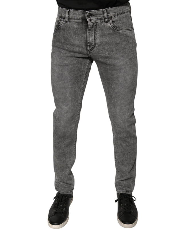 Dolce & Gabbana Gray Washed Cotton Skinny Denim Jeans - Hilstor