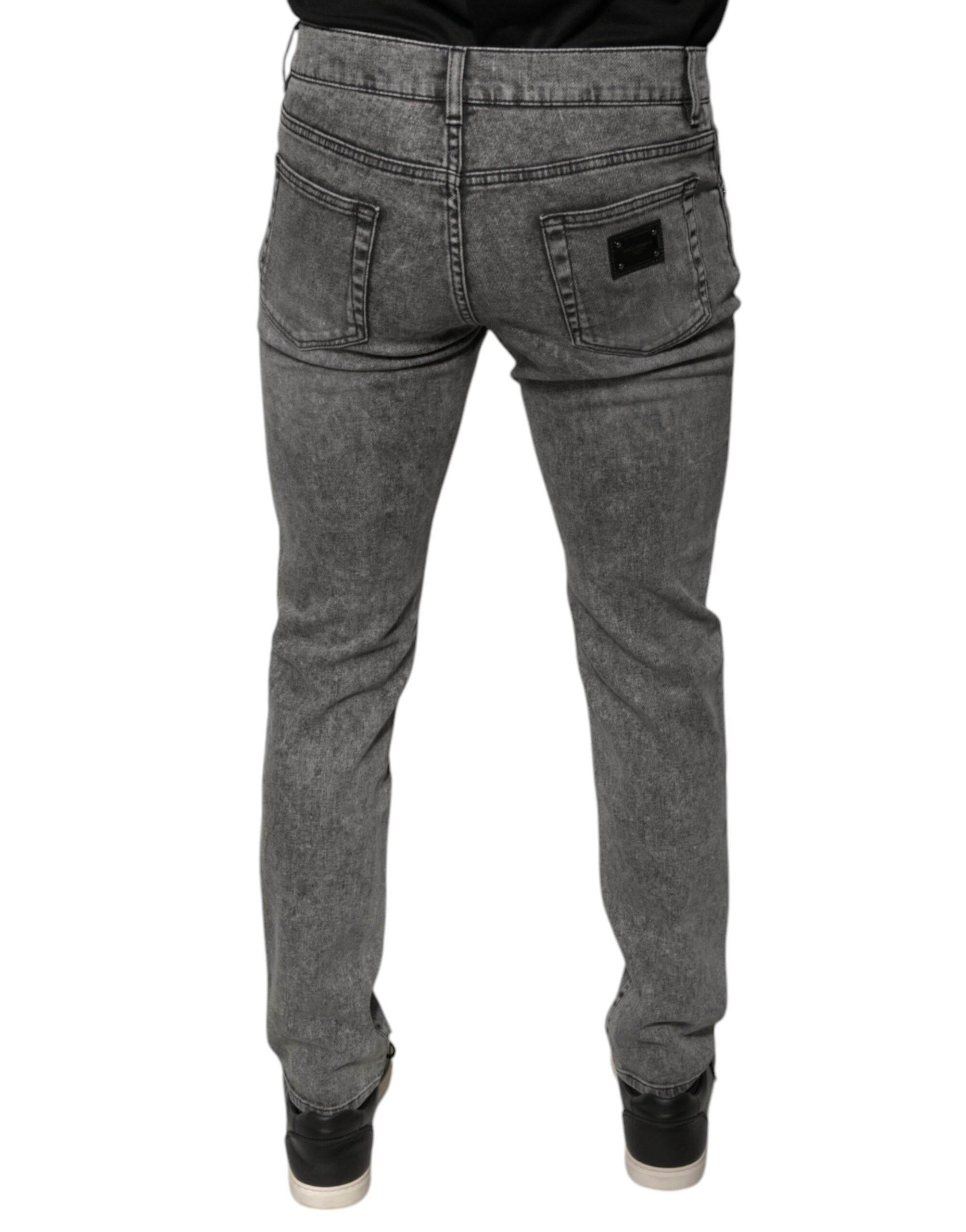 Dolce & Gabbana Gray Washed Cotton Skinny Denim Jeans - Hilstor