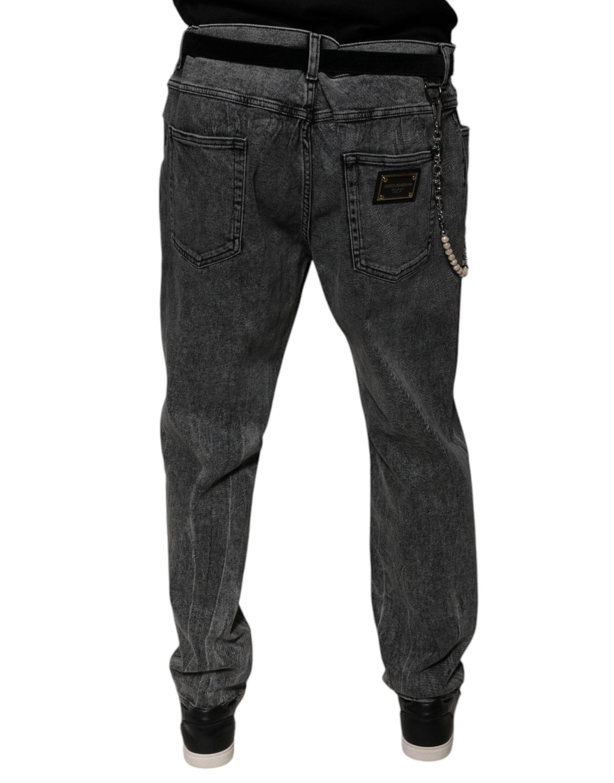 Dolce & Gabbana Dark Gray Cotton Skinny Denim Jeans - Hilstor