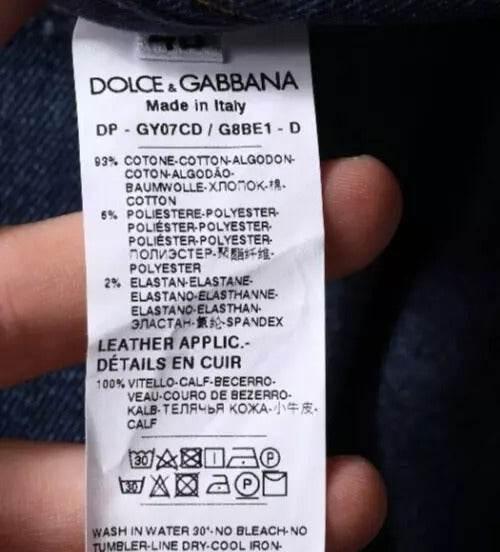 Dolce & Gabbana Dark Blue Cotton Logo Skinny Denim Jeans - Hilstor