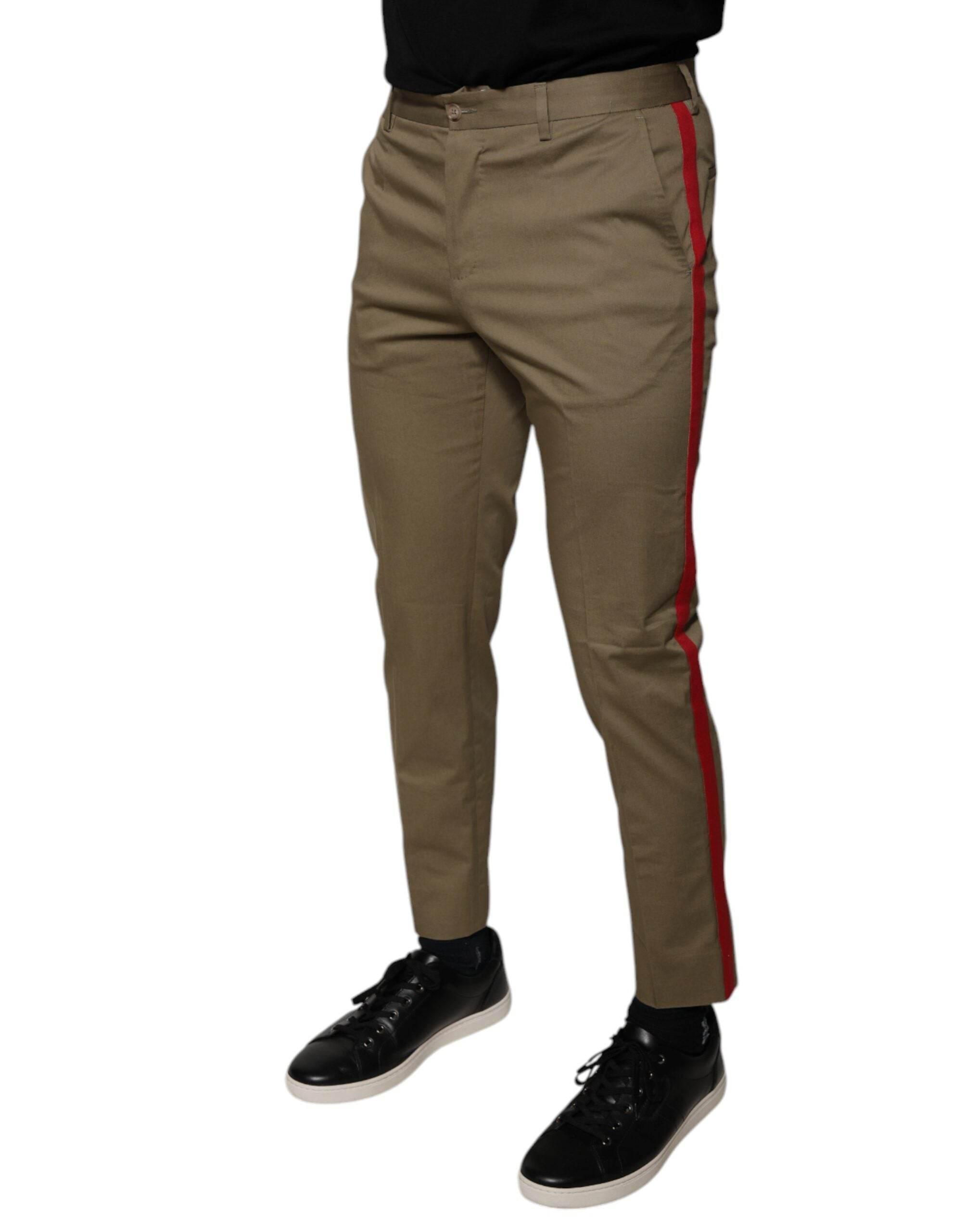 Dolce & Gabbana Brown Logo Men Casual Tapered Pants - Hilstor