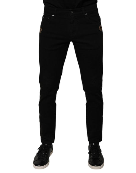 Dolce & Gabbana Black Crown White Lining Skinny Denim Jeans - Hilstor