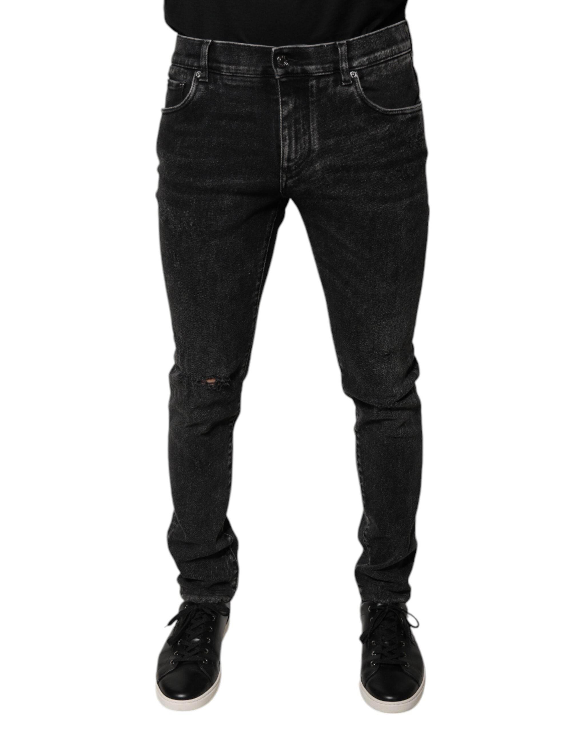 Dolce & Gabbana Black Cotton Stretch Skinny Men Denim Jeans - Hilstor