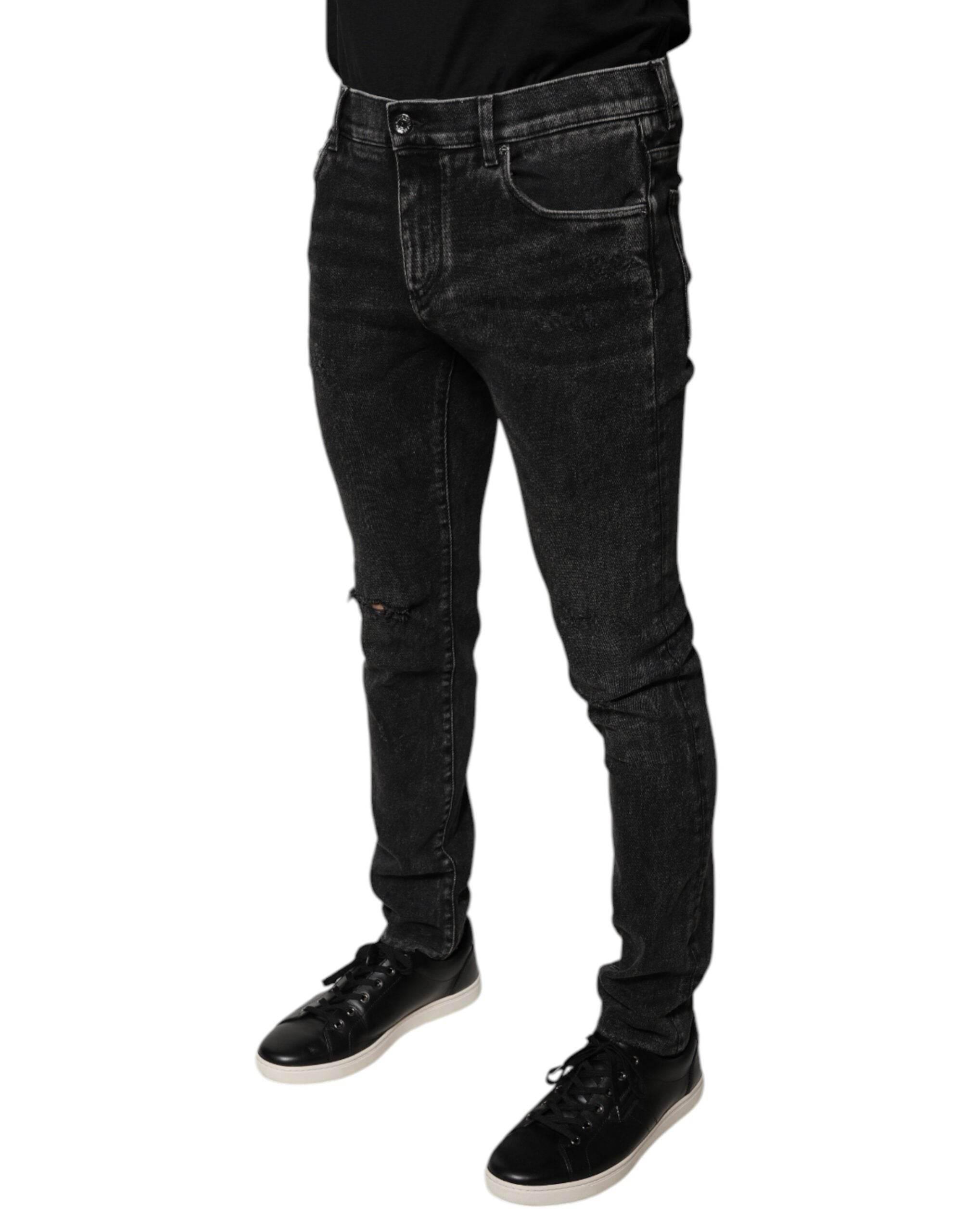 Dolce & Gabbana Black Cotton Stretch Skinny Men Denim Jeans - Hilstor