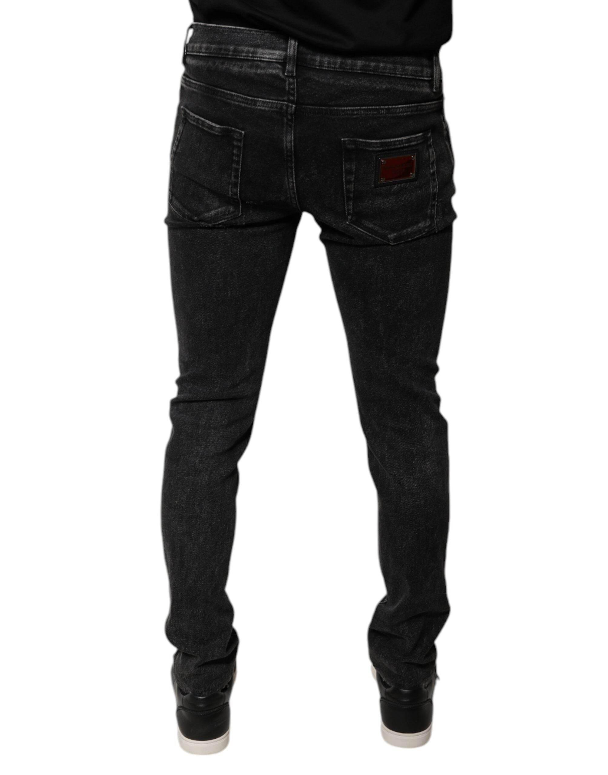 Dolce & Gabbana Black Cotton Stretch Skinny Men Denim Jeans - Hilstor