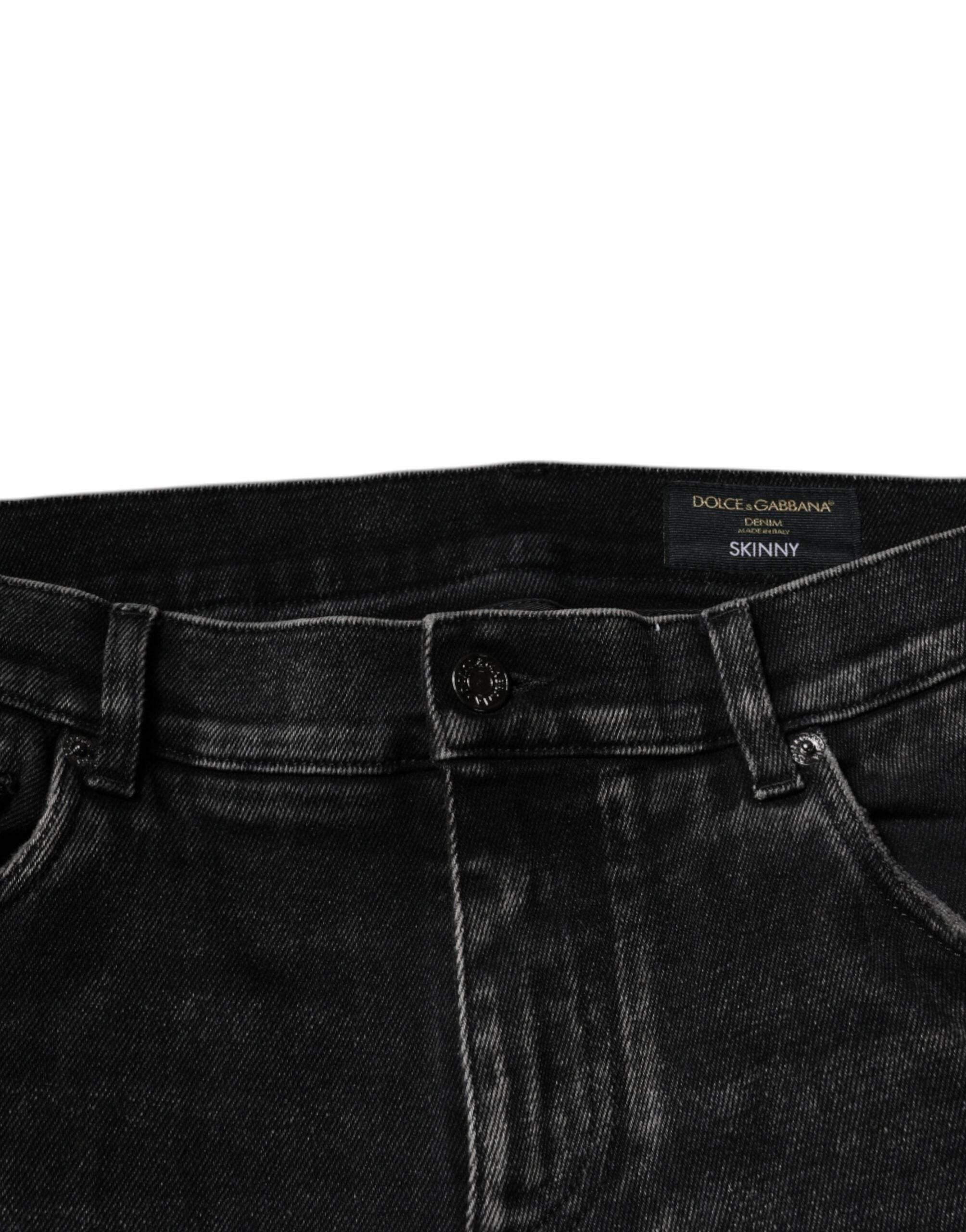 Dolce & Gabbana Black Cotton Stretch Skinny Men Denim Jeans - Hilstor