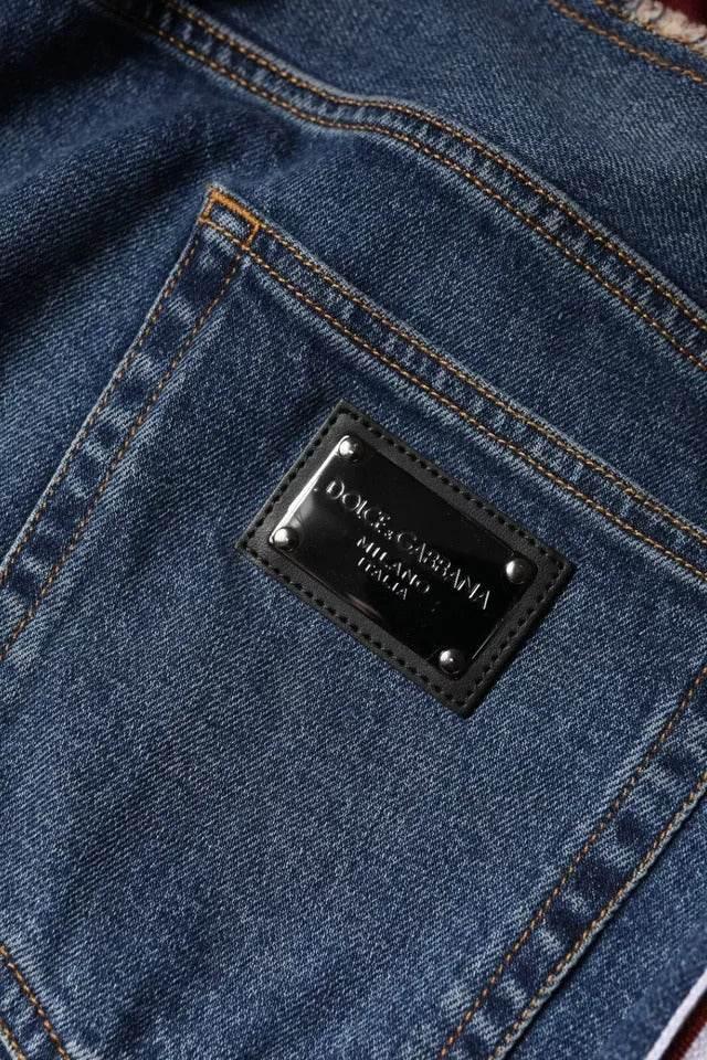 Dolce & Gabbana Blue Cotton Stretch Straight Denim Jeans - Hilstor