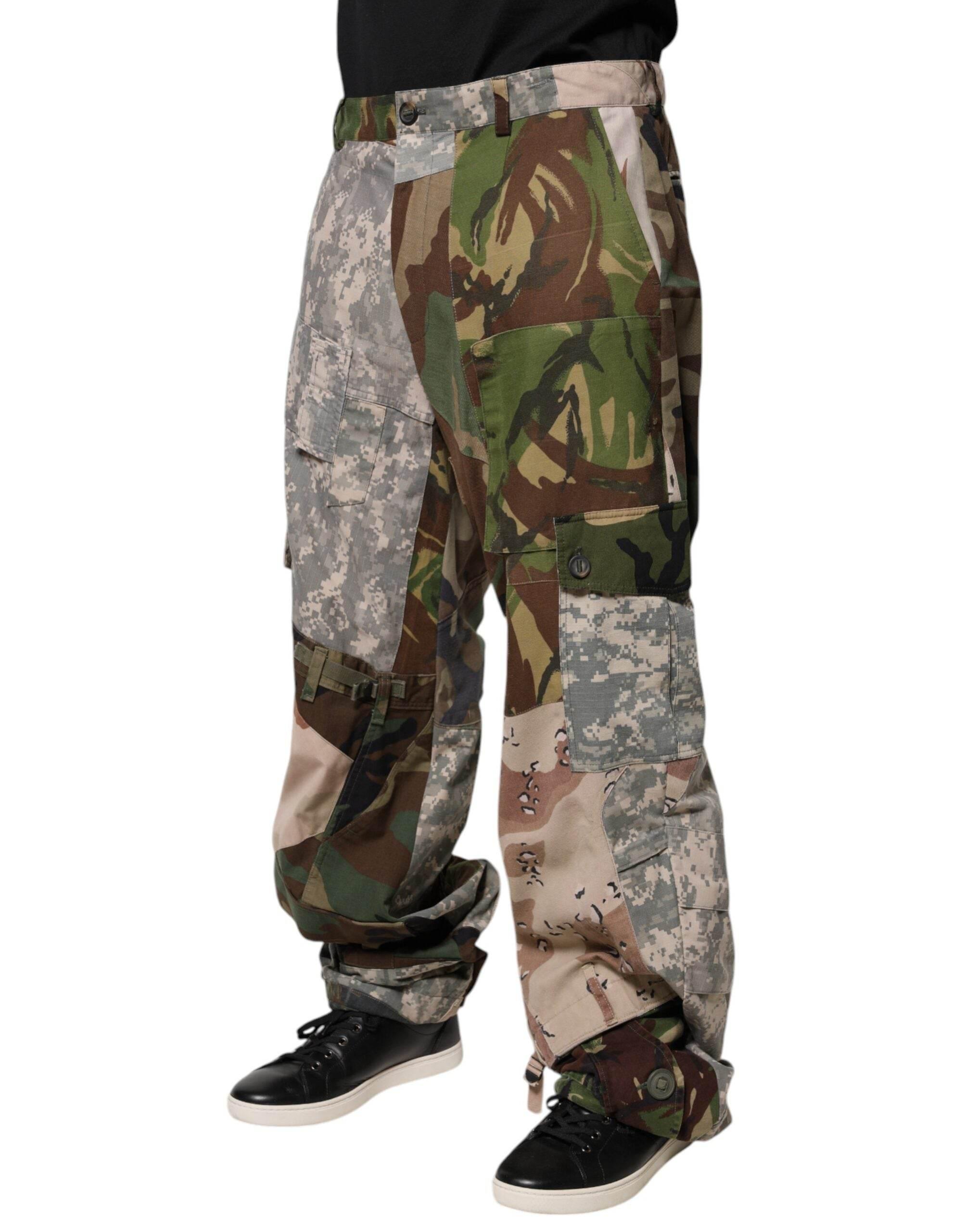 Dolce & Gabbana Multicolor Patchwork Camouflage Cargo Pants - Hilstor