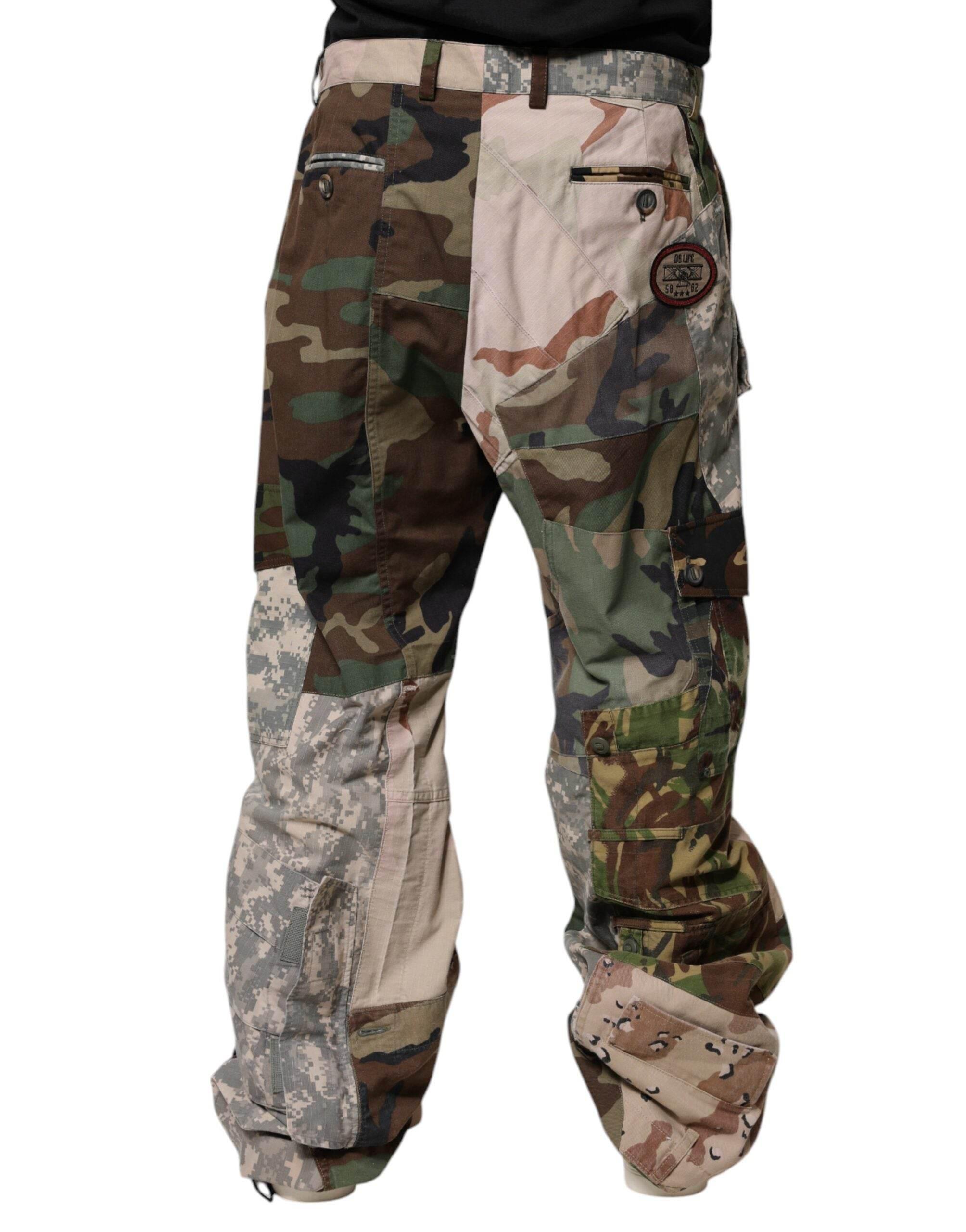 Dolce & Gabbana Multicolor Patchwork Camouflage Cargo Pants - Hilstor