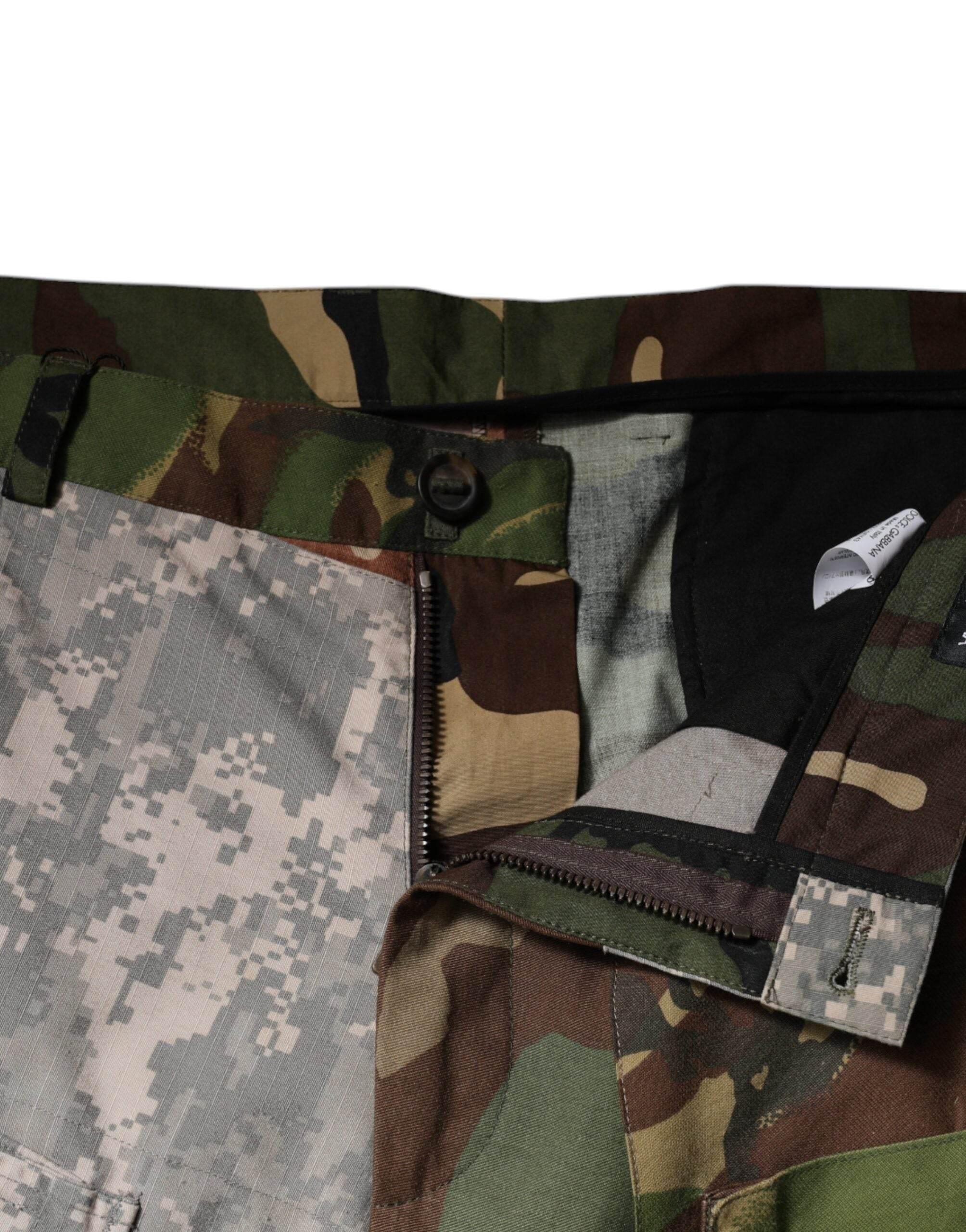 Dolce & Gabbana Multicolor Patchwork Camouflage Cargo Pants - Hilstor