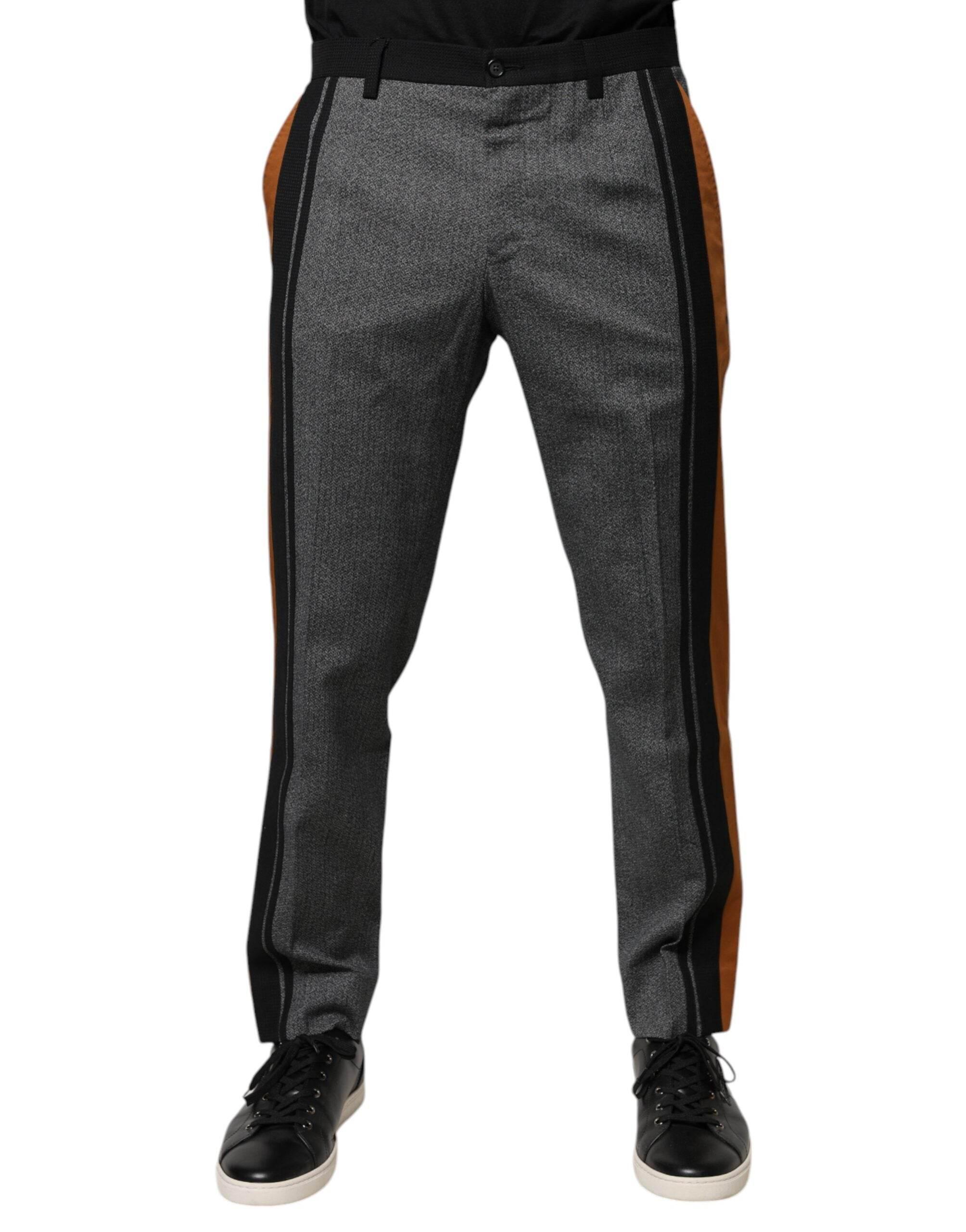 Dolce & Gabbana Multicolor Cotton Tapered Dress Formal Pants - Hilstor