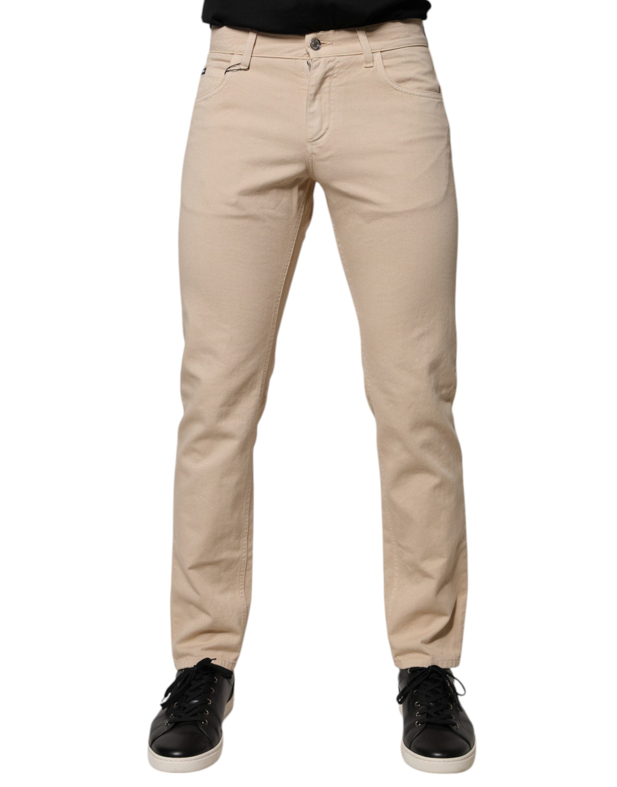 Dolce &amp; Gabbana Beige Bomuld Stretch Regular Men denim jeans