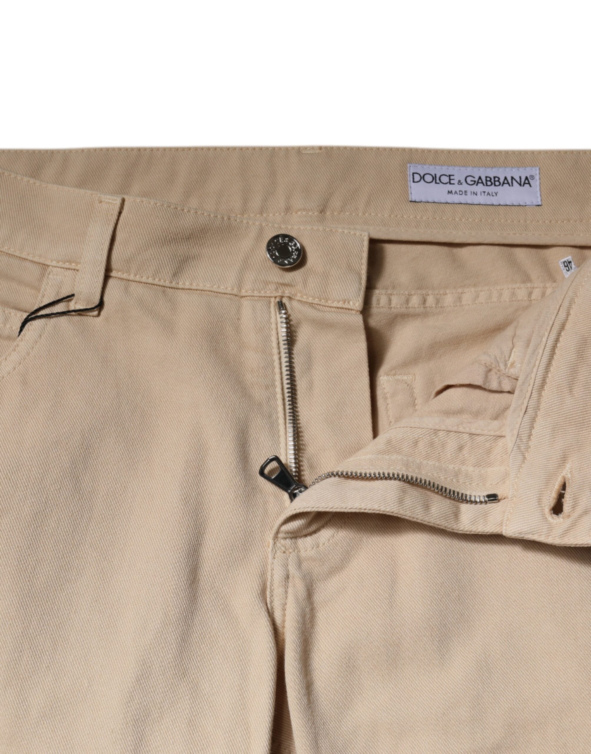 Dolce &amp; Gabbana Beige Bomuld Stretch Regular Men denim jeans