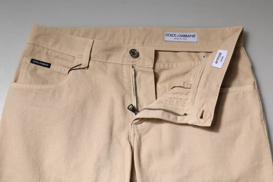 Dolce &amp; Gabbana Beige Bomuld Stretch Regular Men denim jeans