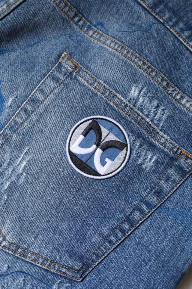 Dolce & Gabbana Blue Cotton Stretch Tattered Skinny Denim Jeans - Hilstor